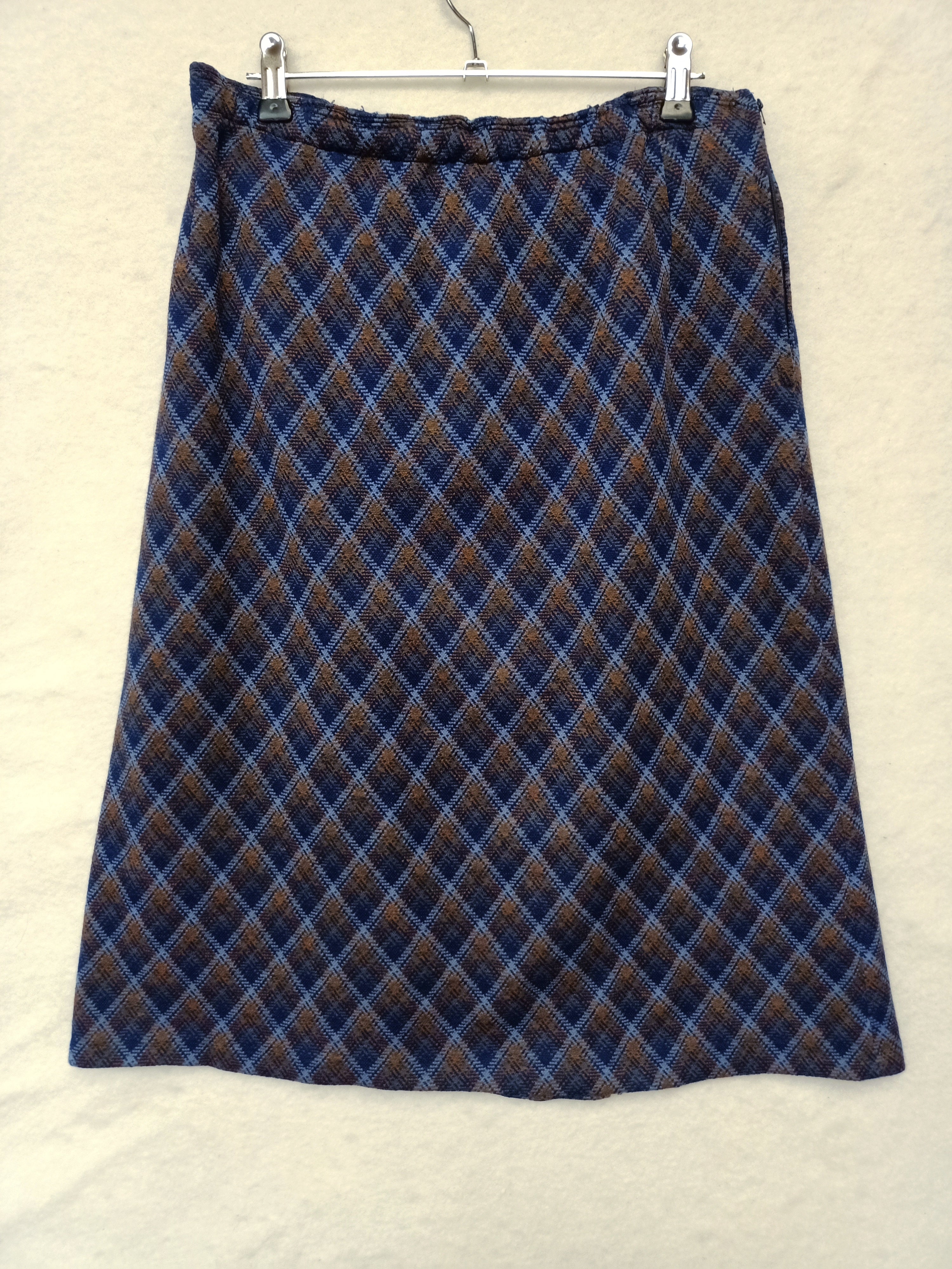 Vintage Diagonal Plaid Skirt