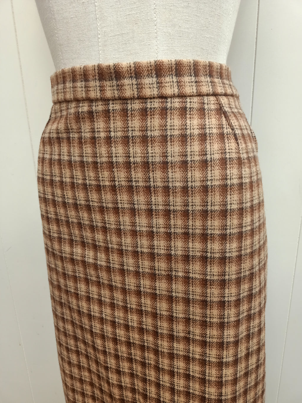 Vintage Brown Plaid Skirt