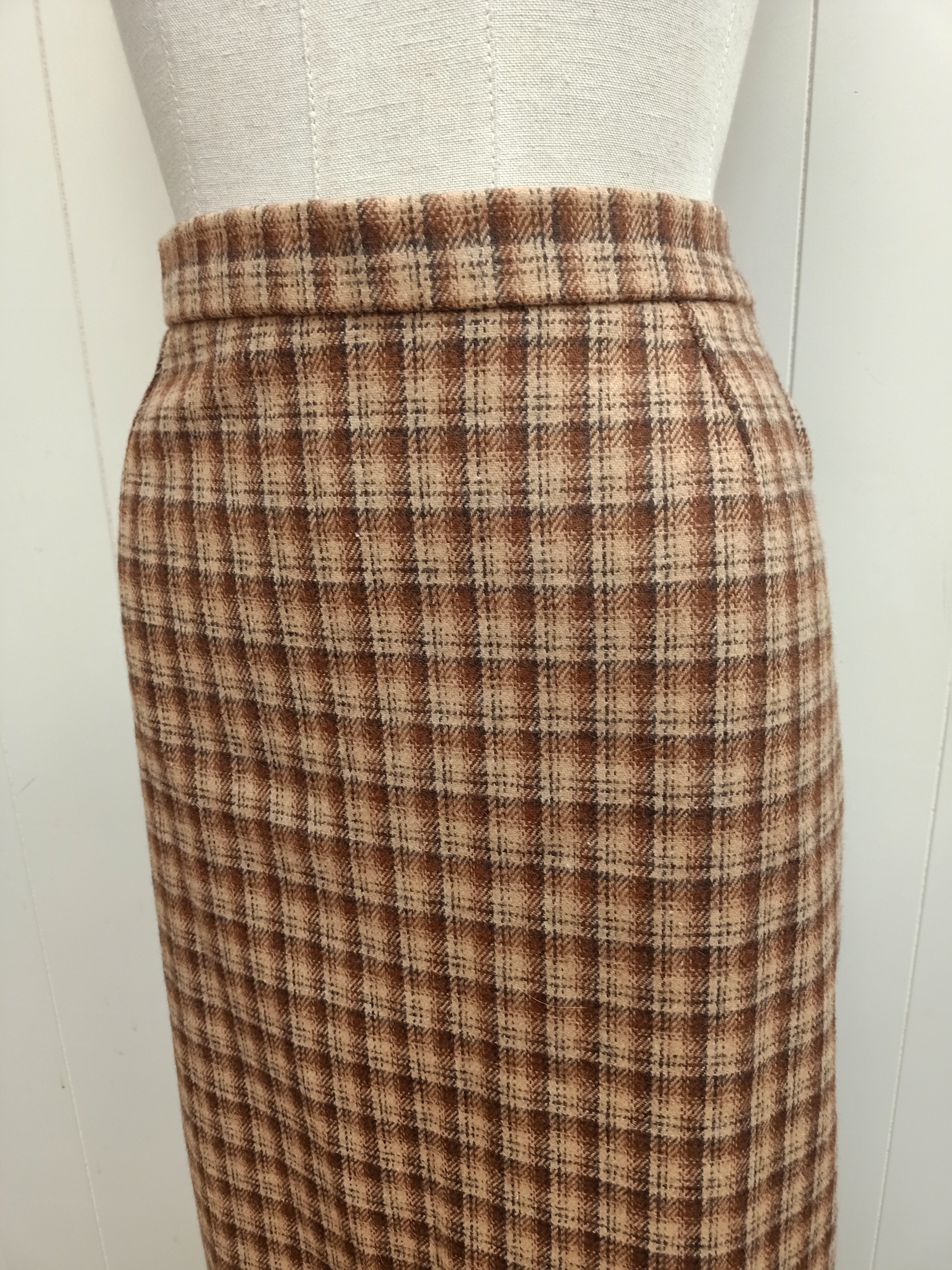 Vintage Brown Plaid Skirt