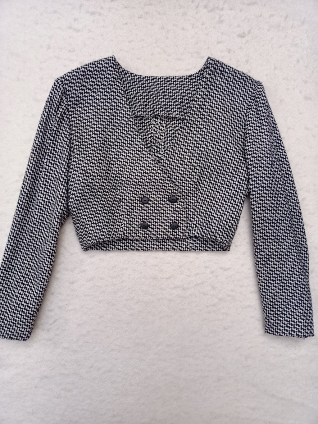 Vintage Houndstooth Cropped Jacket