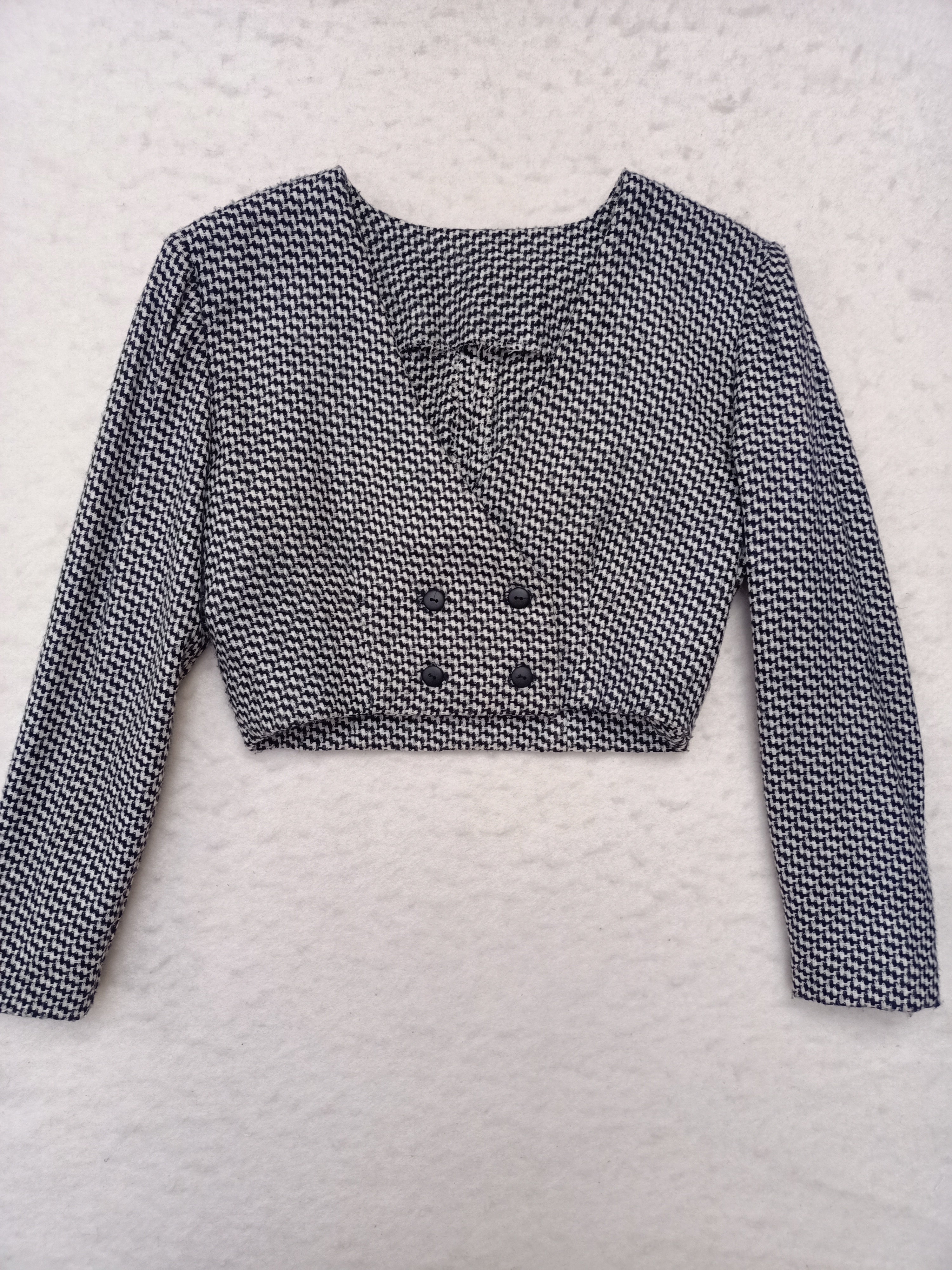 Vintage Houndstooth Cropped Jacket