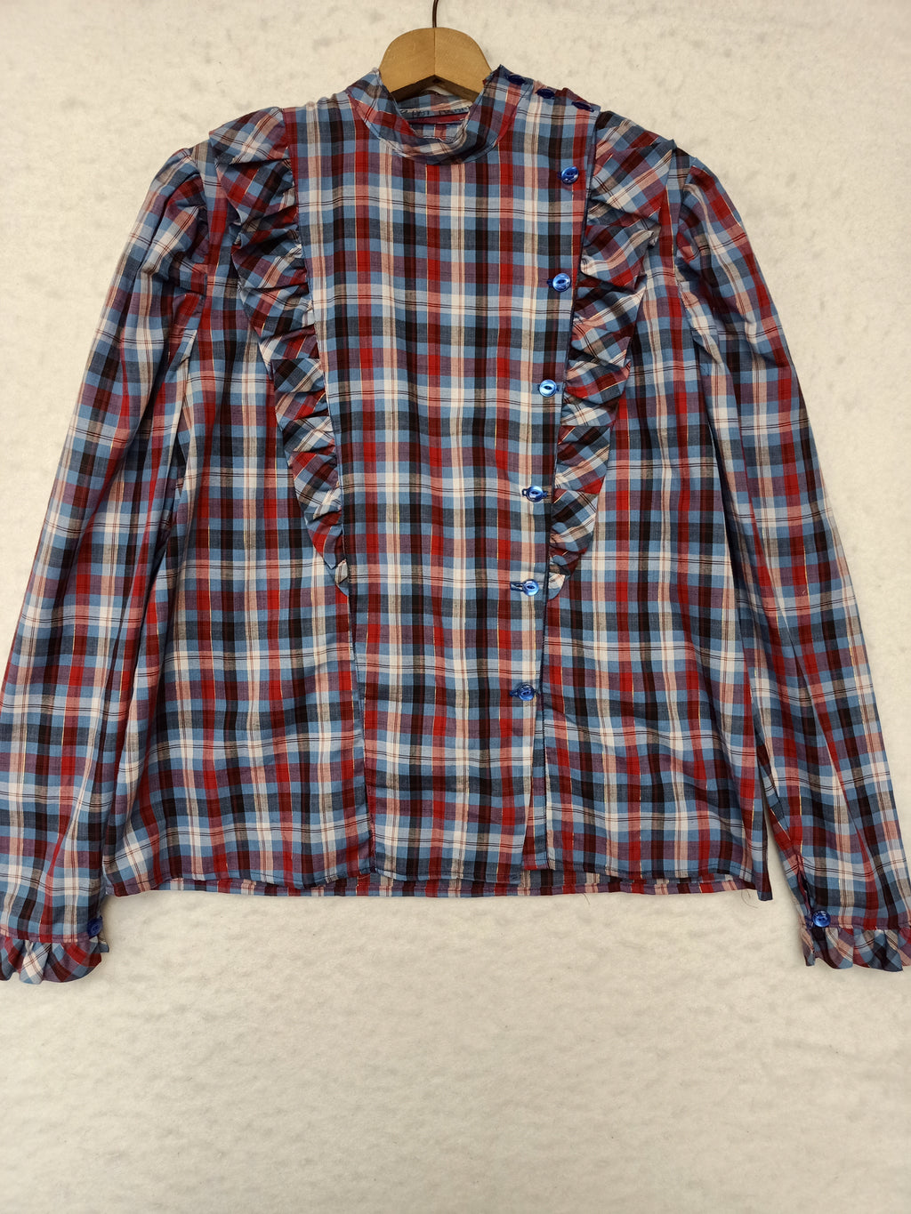Vintage Plaid Ruffle Shirt