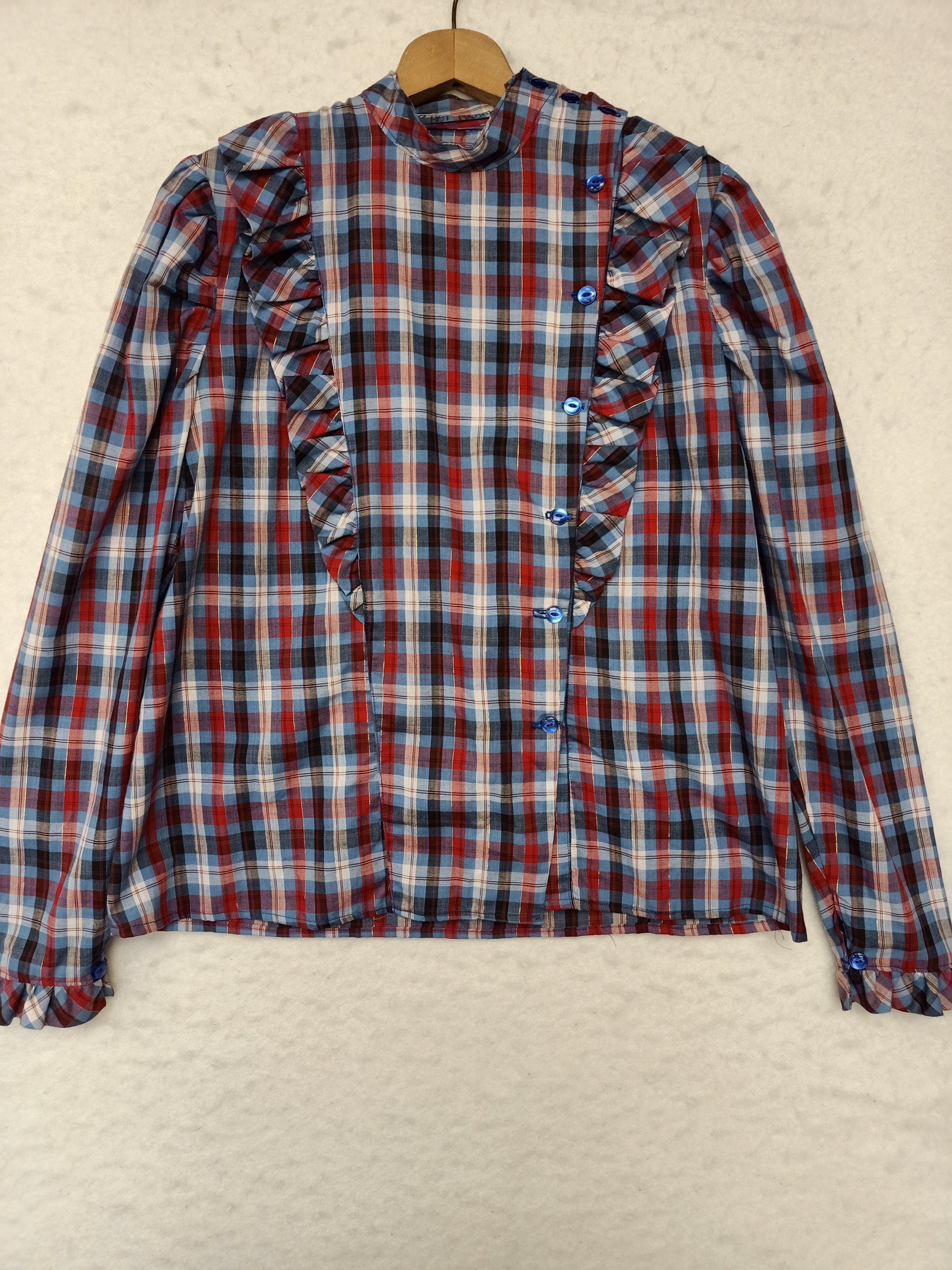 Vintage Plaid Ruffle Shirt