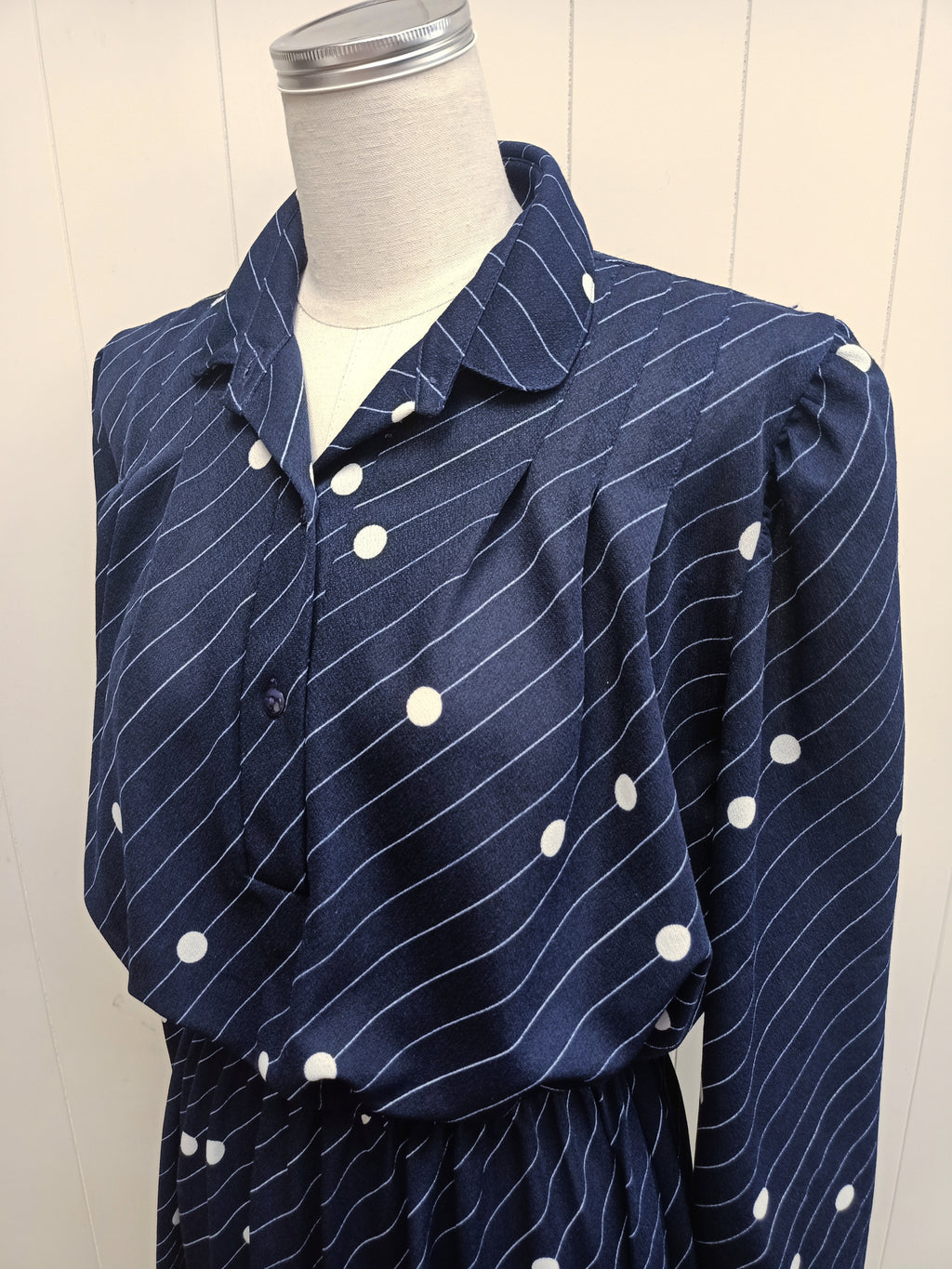 Vintage Level 5 Navy Dot Dress