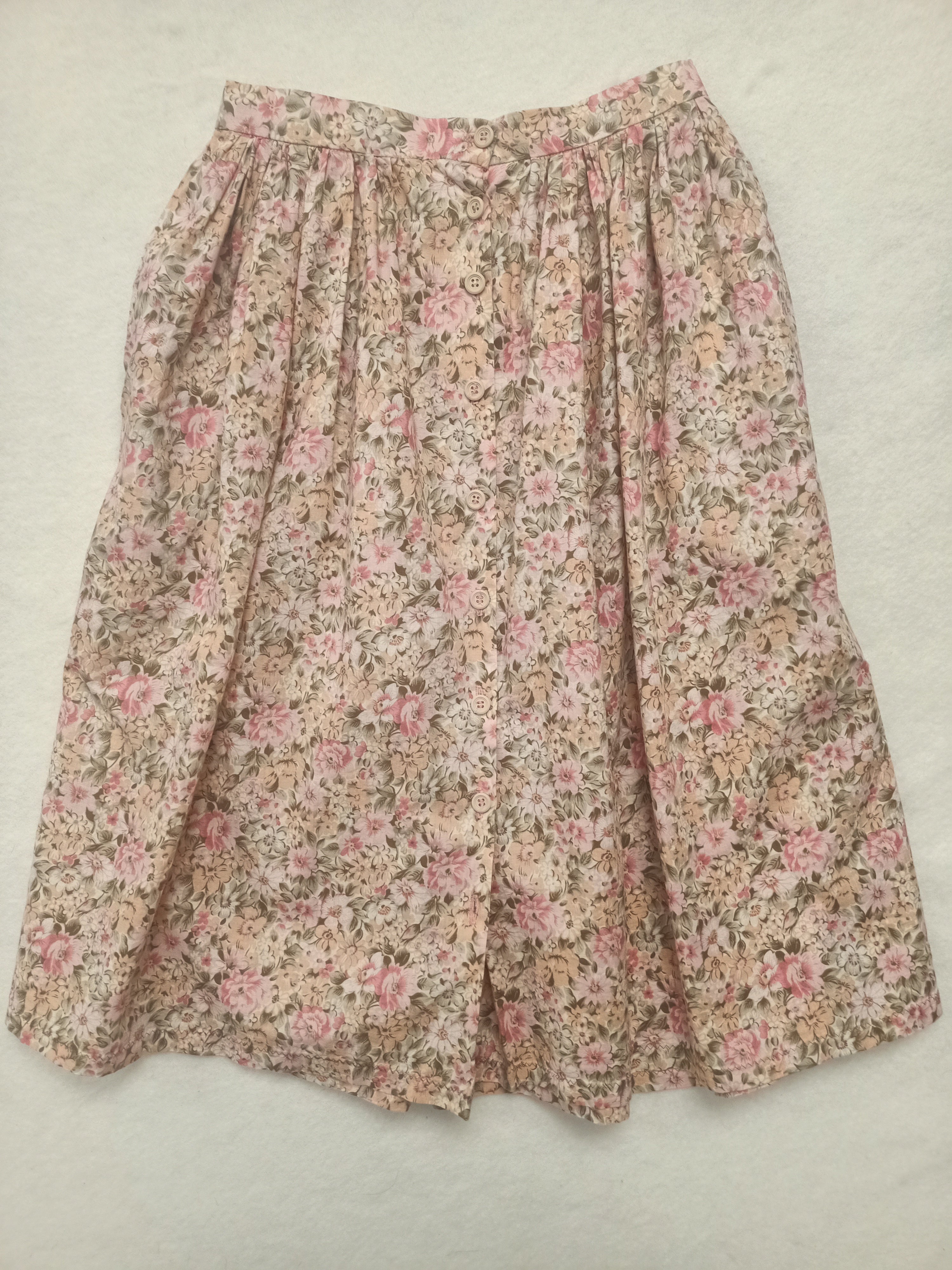 Vintage Floral Button Up Skirt