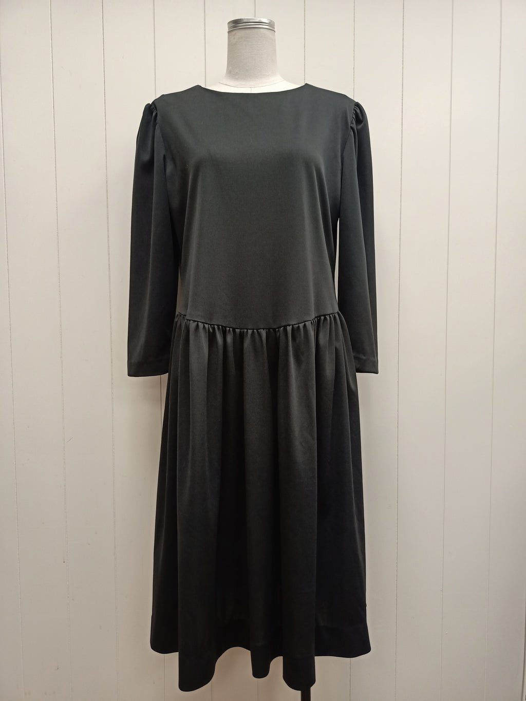 Vintage Drop Waist Black Dress