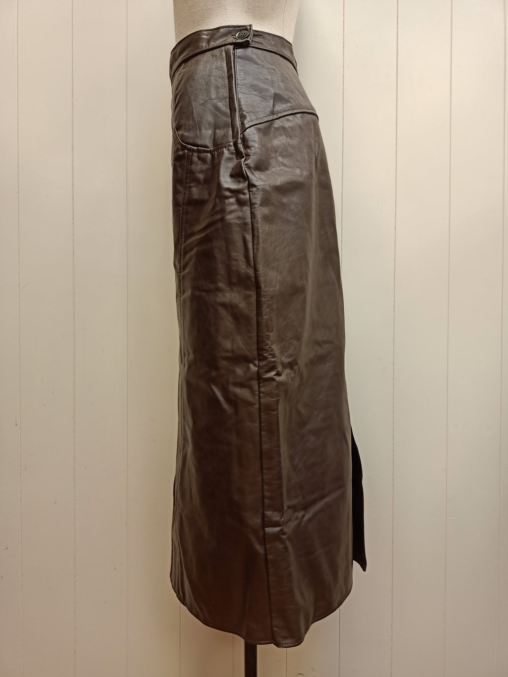 Vintage Genuine Leather Brown Skirt