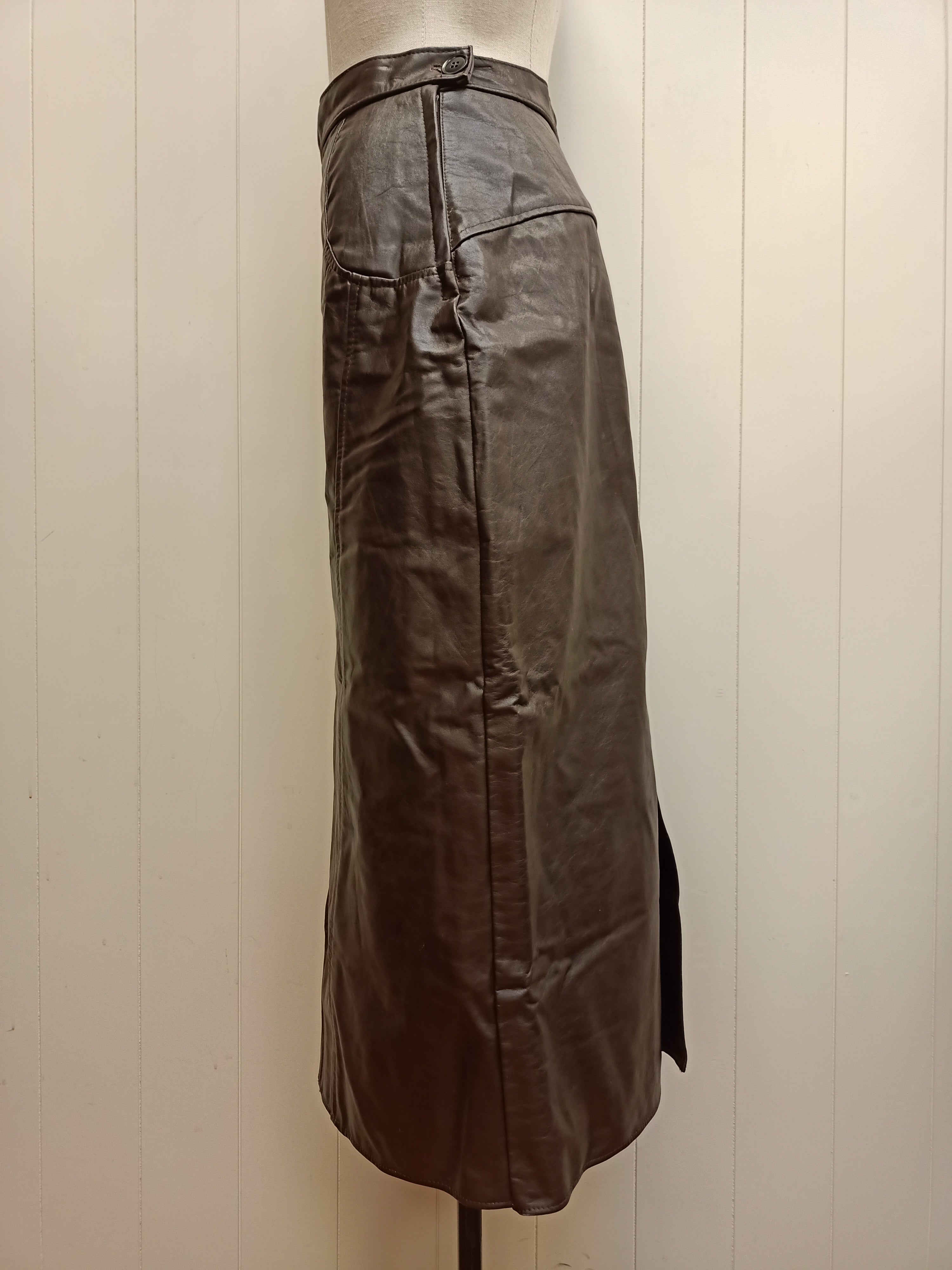 Vintage Genuine Leather Brown Skirt