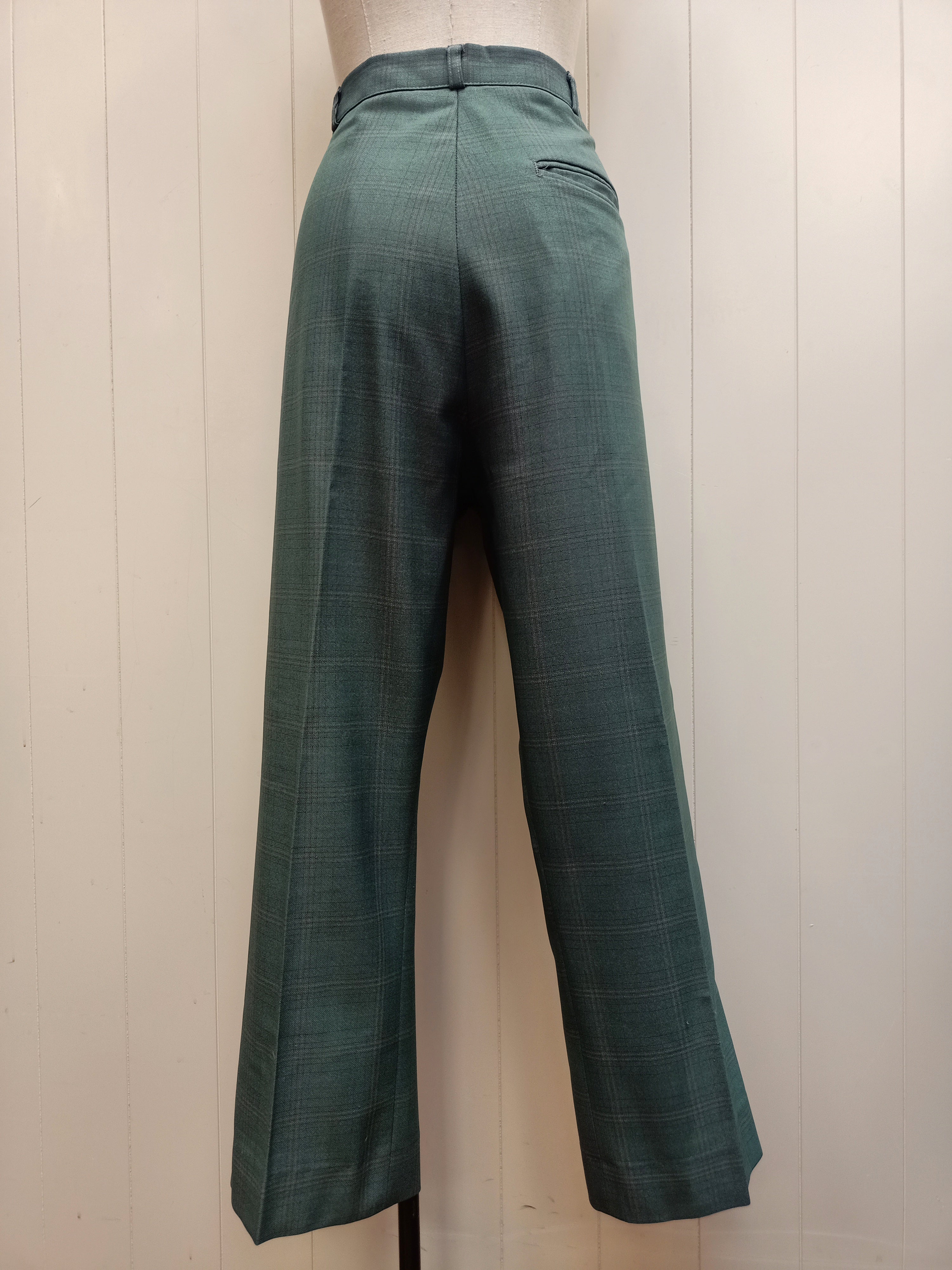 Vintage Mens Green Check Pants