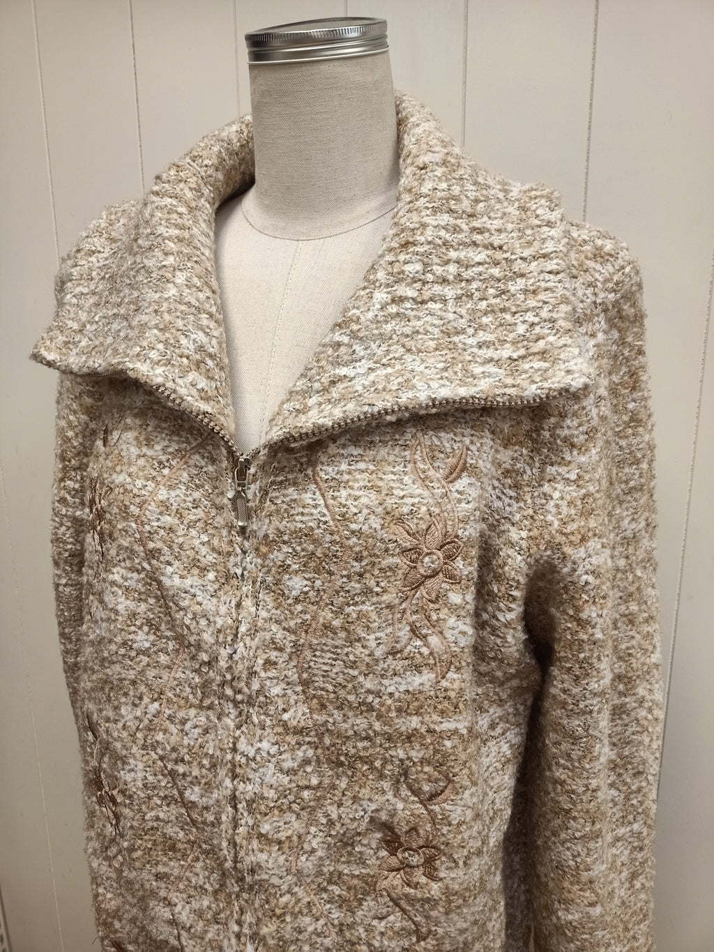 Vintage Embroidered Boucle Cardigan