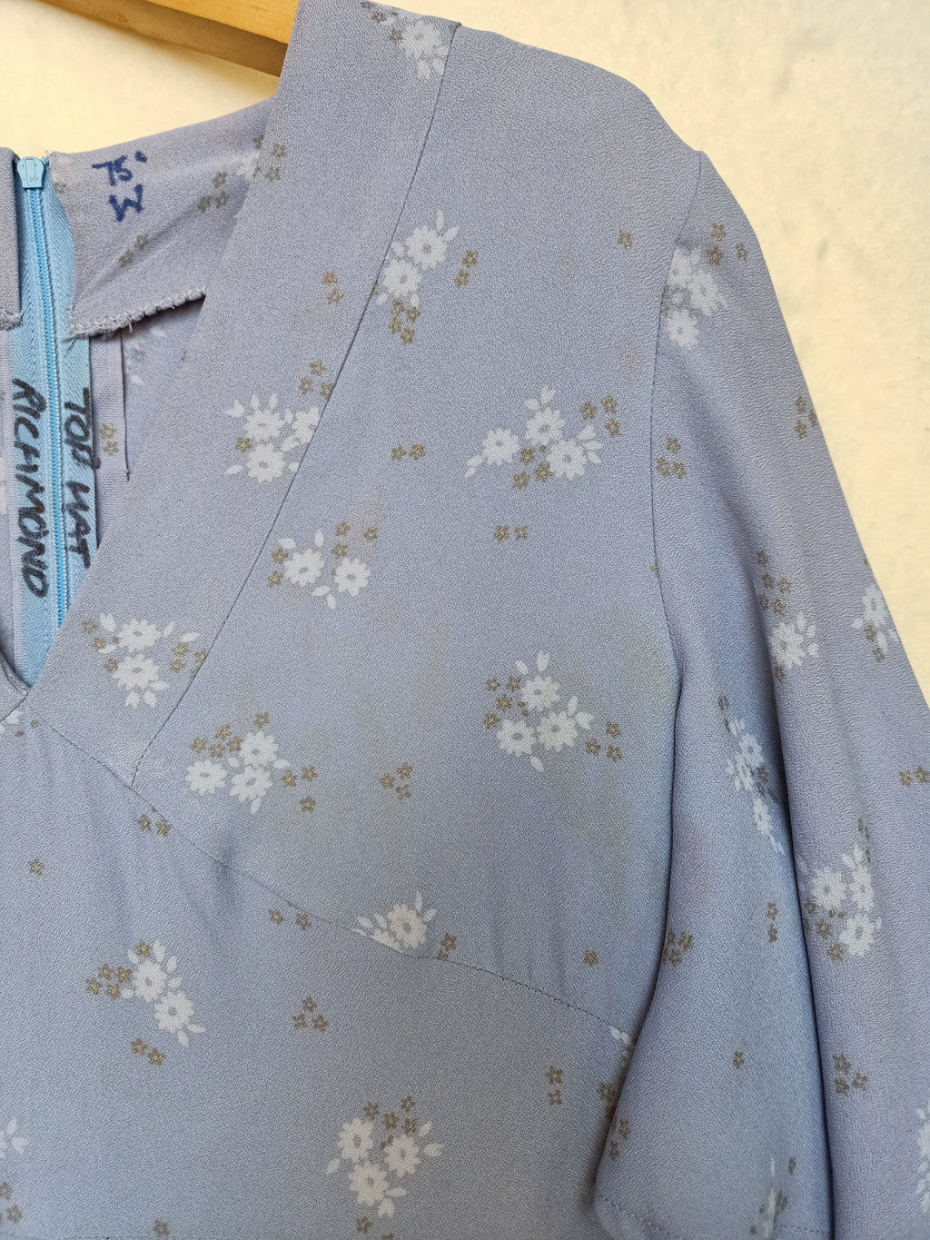 Vintage Pastel Blue Floral Dress