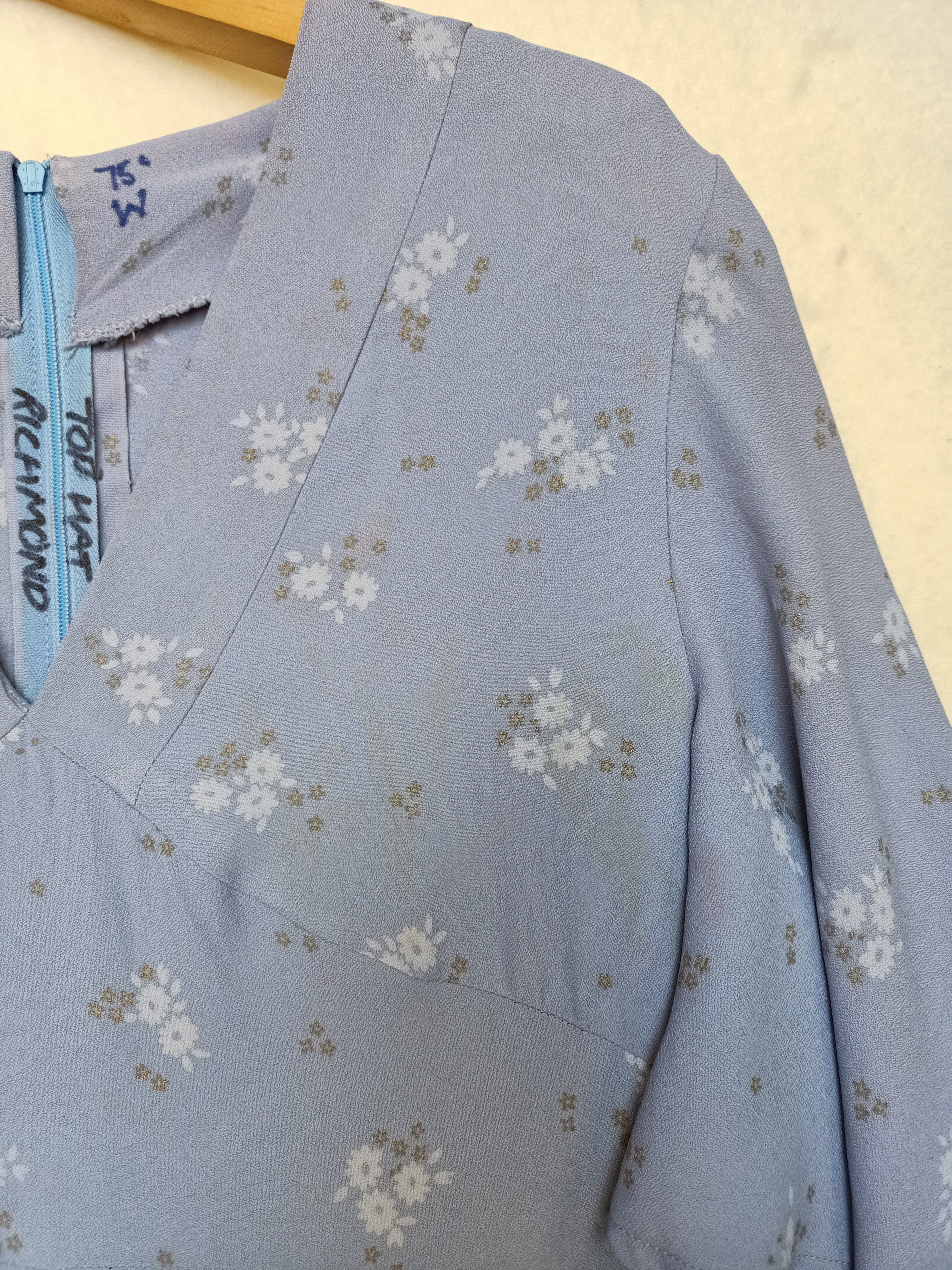 Vintage Pastel Blue Floral Dress