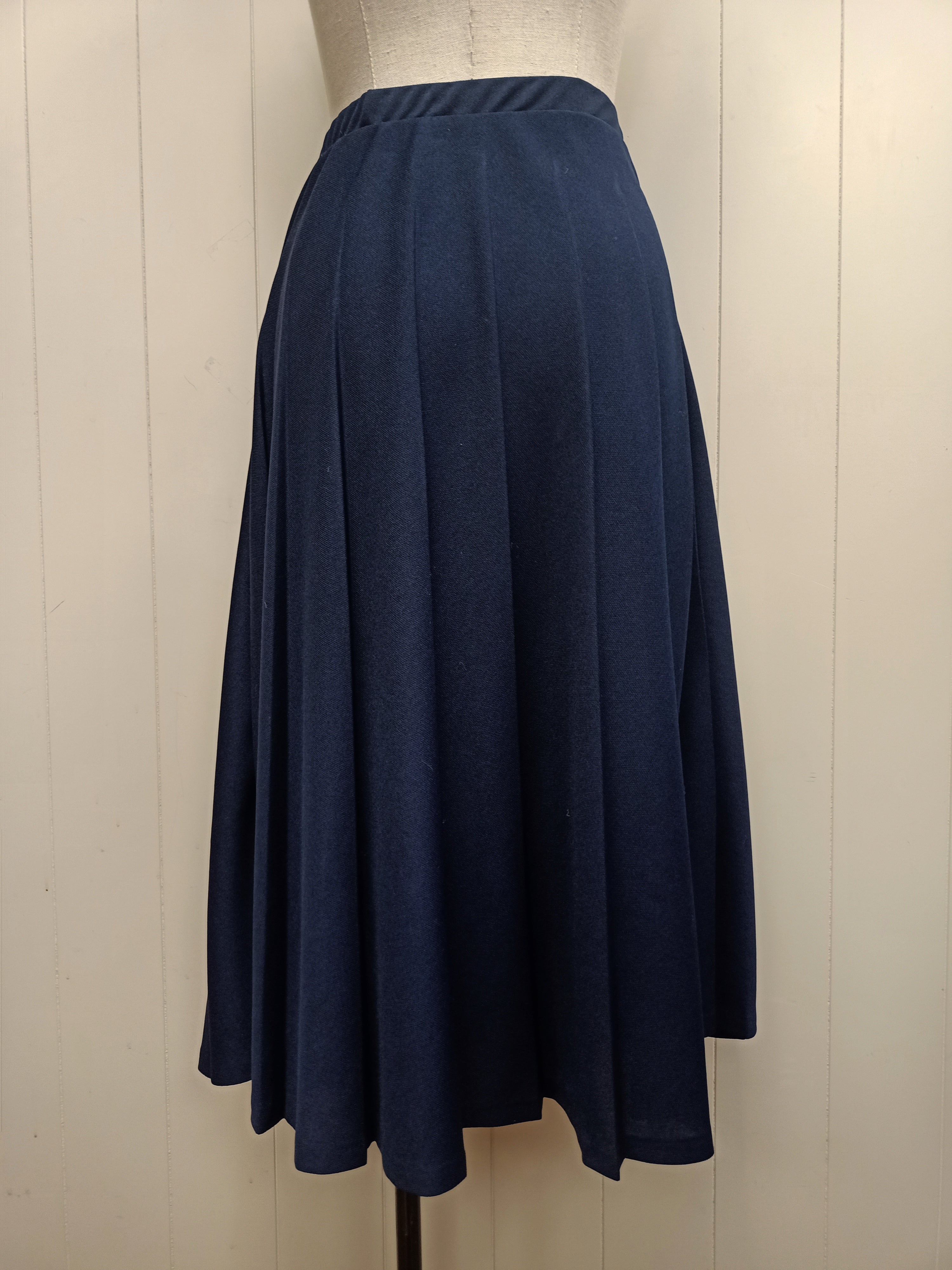 Vintage Navy Pleated Skirt