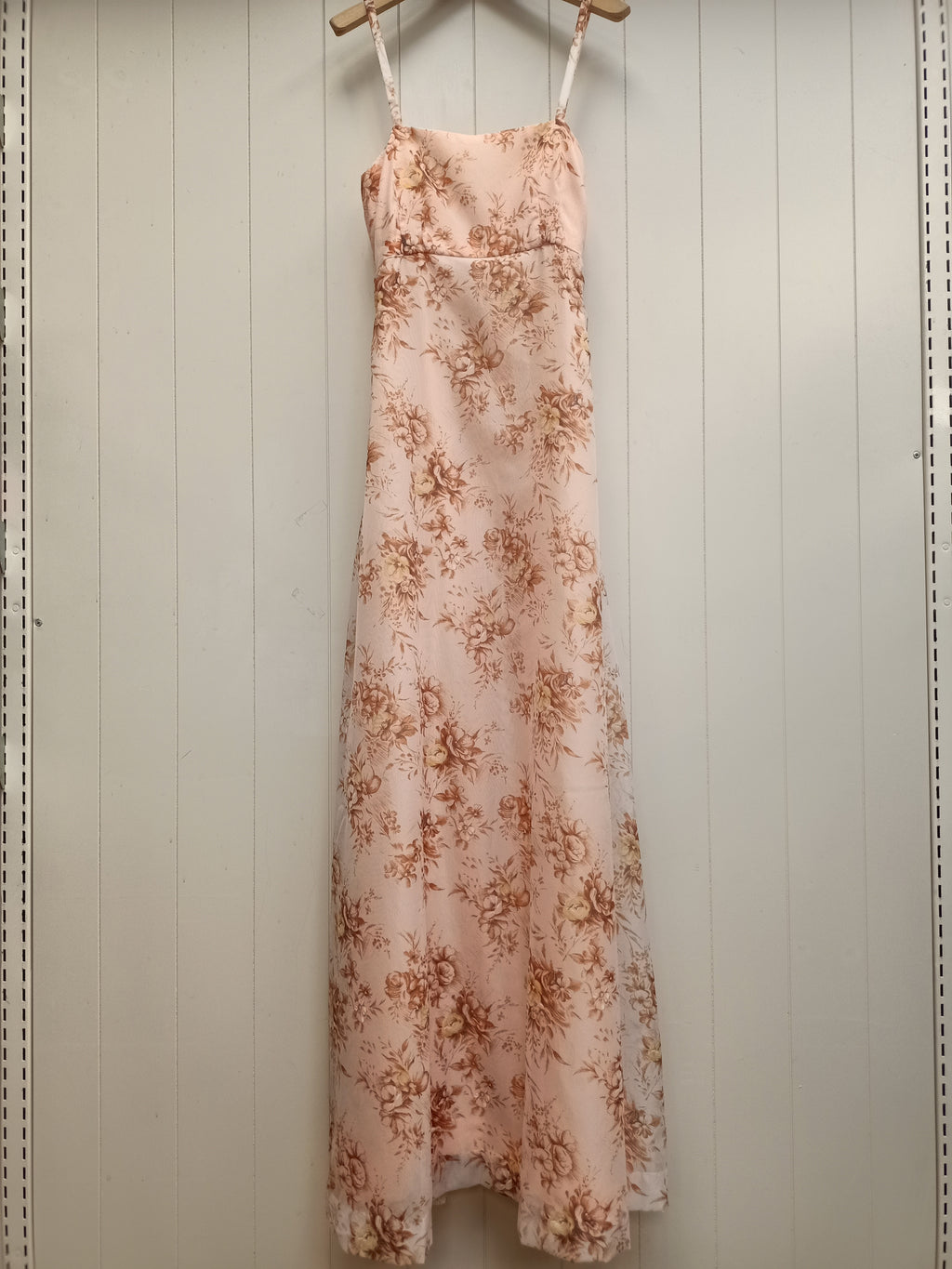 Vintage Floral Peach Maxi Dress