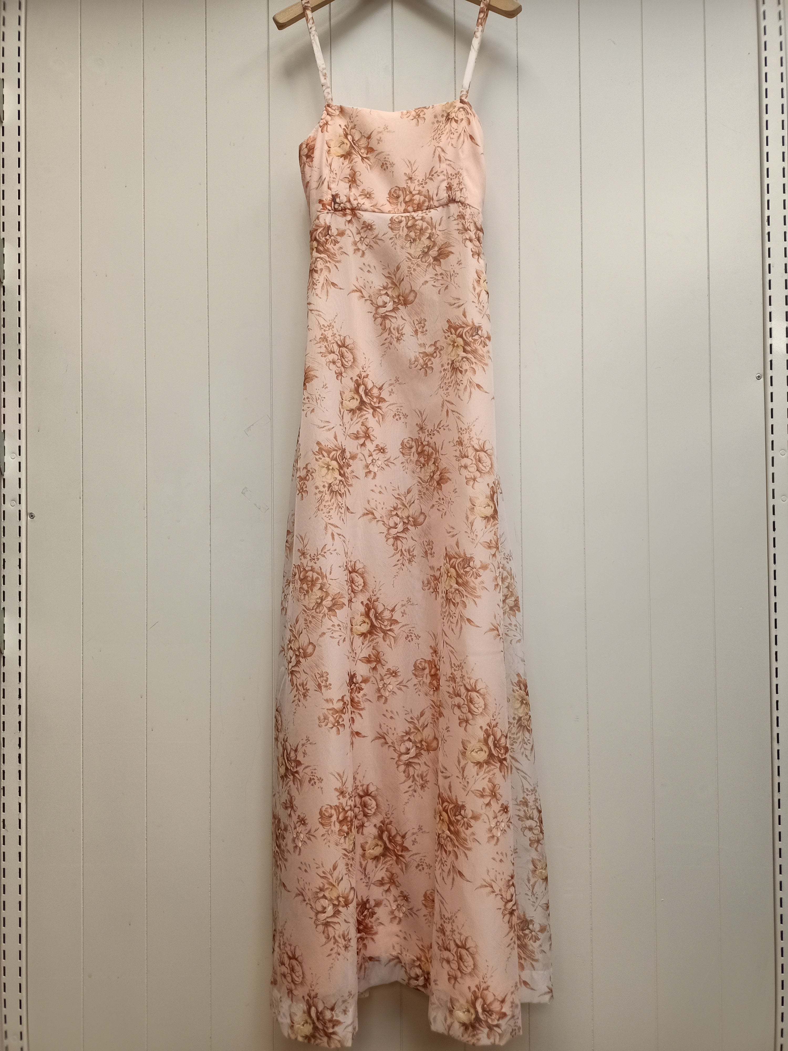Vintage Floral Peach Maxi Dress