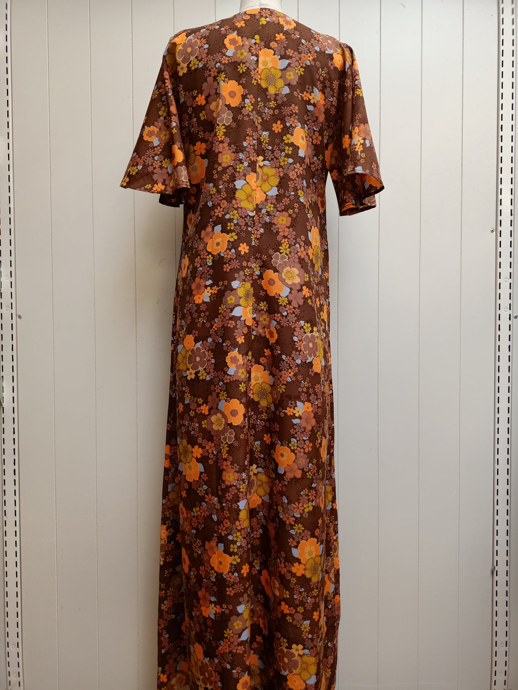 Vintage Orange Floral Maxi Dress