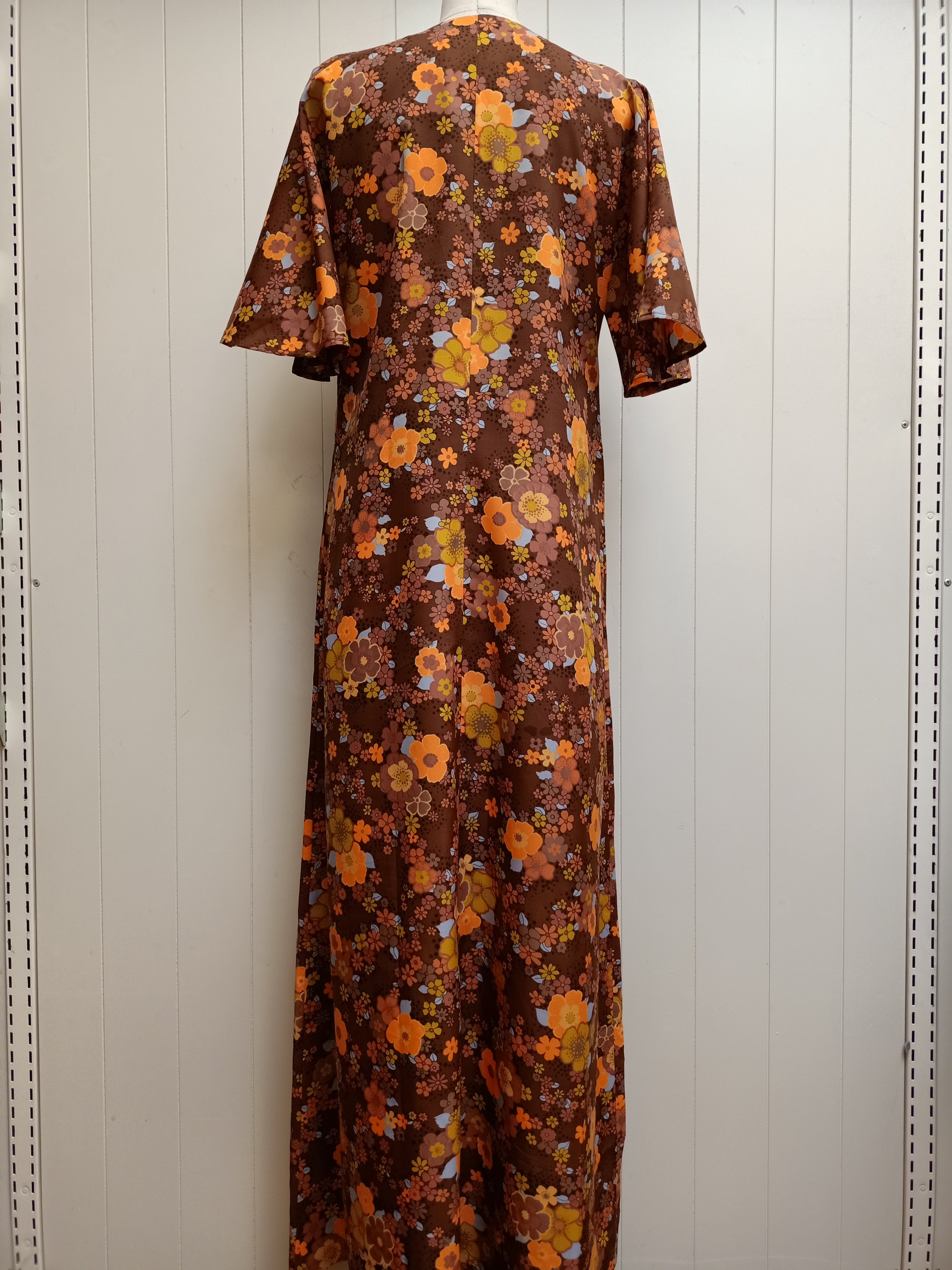 Vintage Orange Floral Maxi Dress