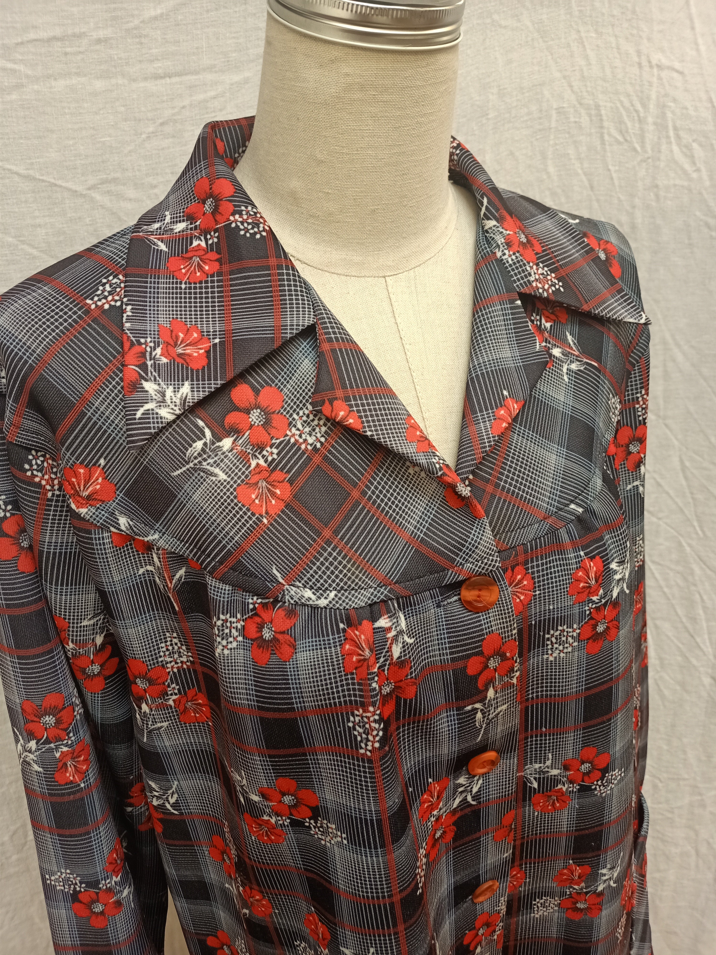 Vintage Floral Checkered Shirt