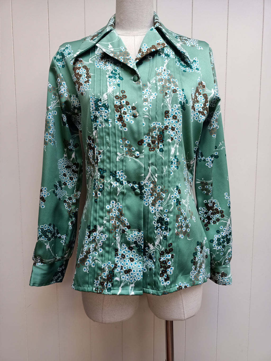 Vintage Lady Lichfield Green Floral Shirt