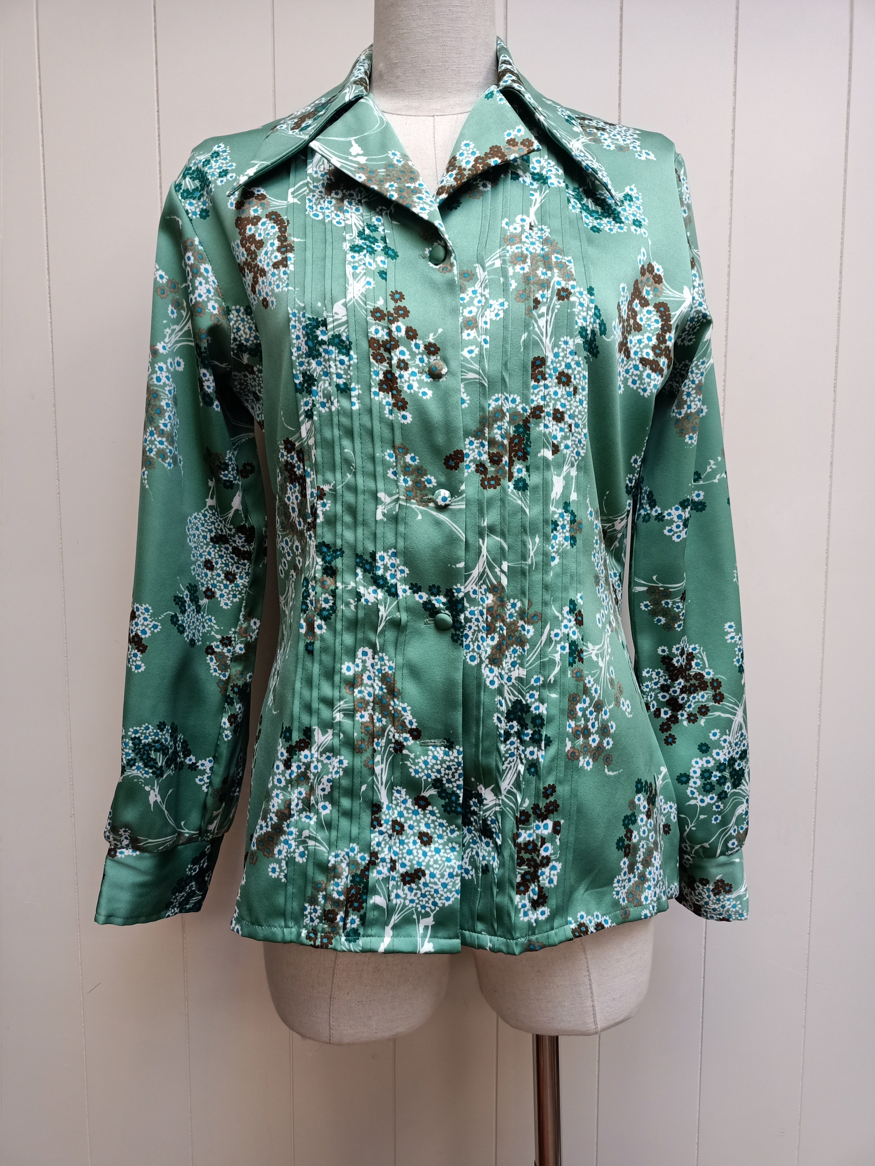 Vintage Lady Lichfield Green Floral Shirt