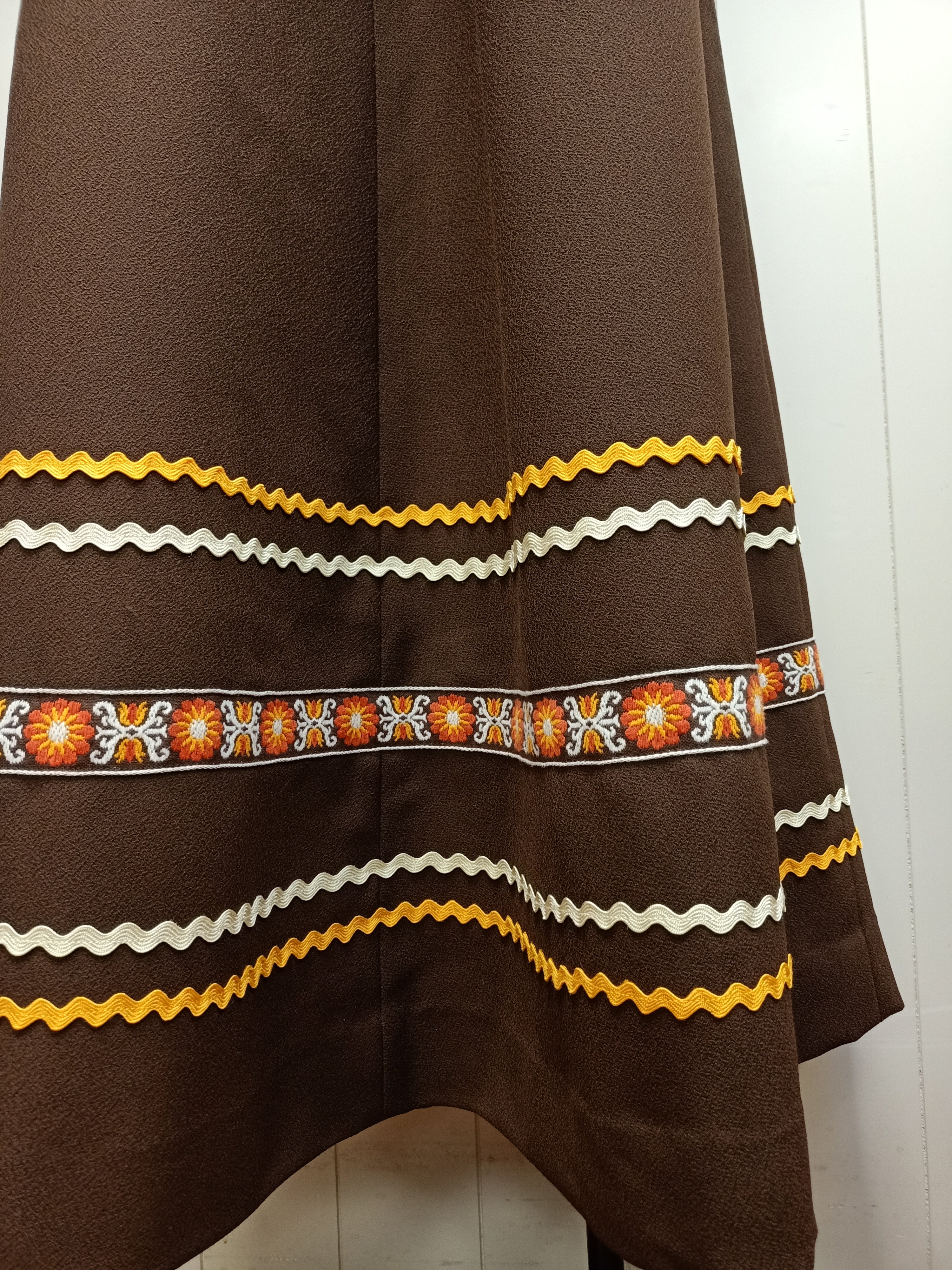 Vintage Border Brown Maxi Skirt