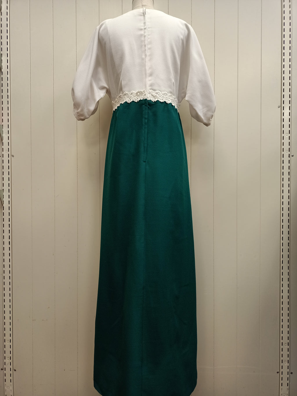 Vintage White & Green Maxi Dress