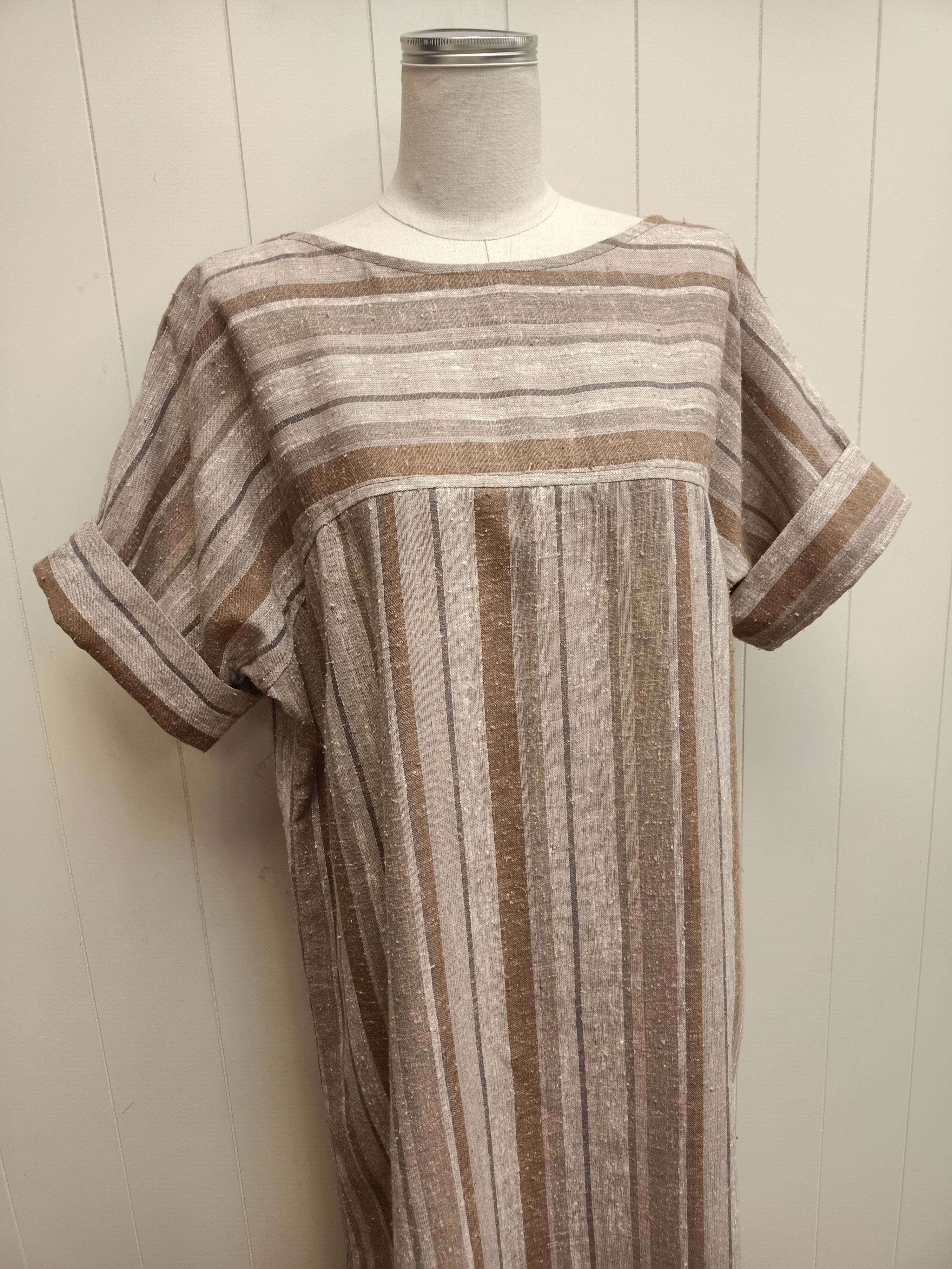 Vintage Slub Striped Dress