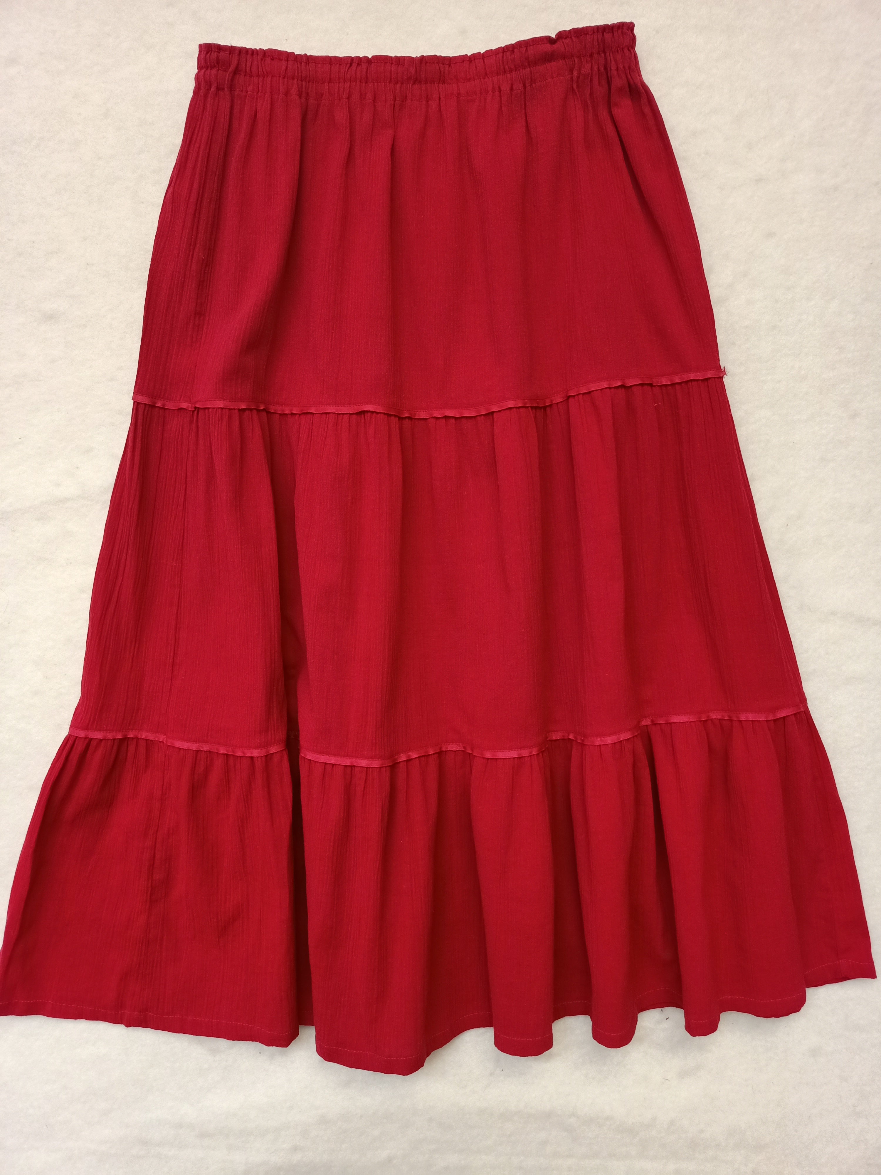 Vintage Red Magenta Tiered Skirt