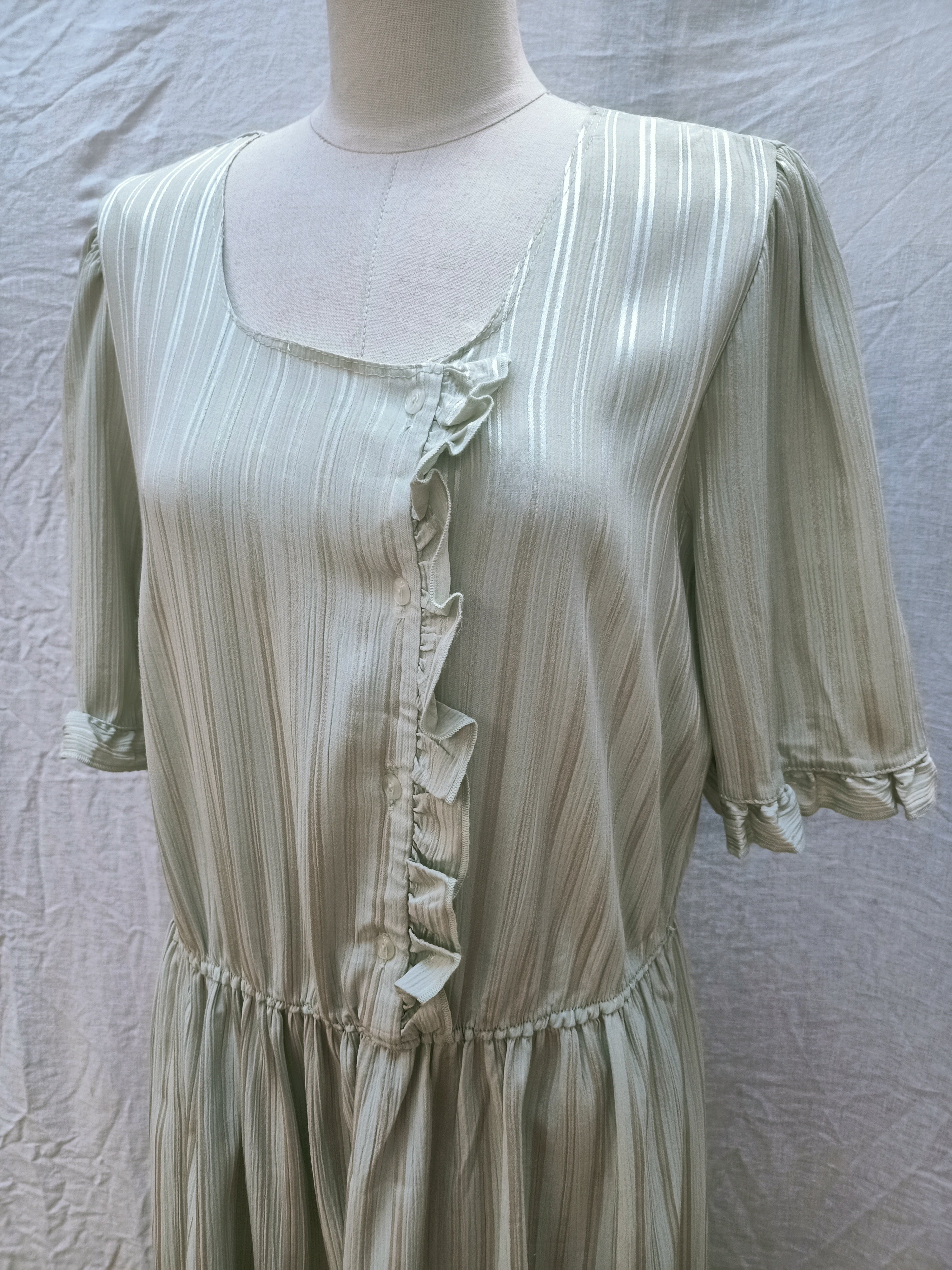 Vintage Sage Ruffle Dress