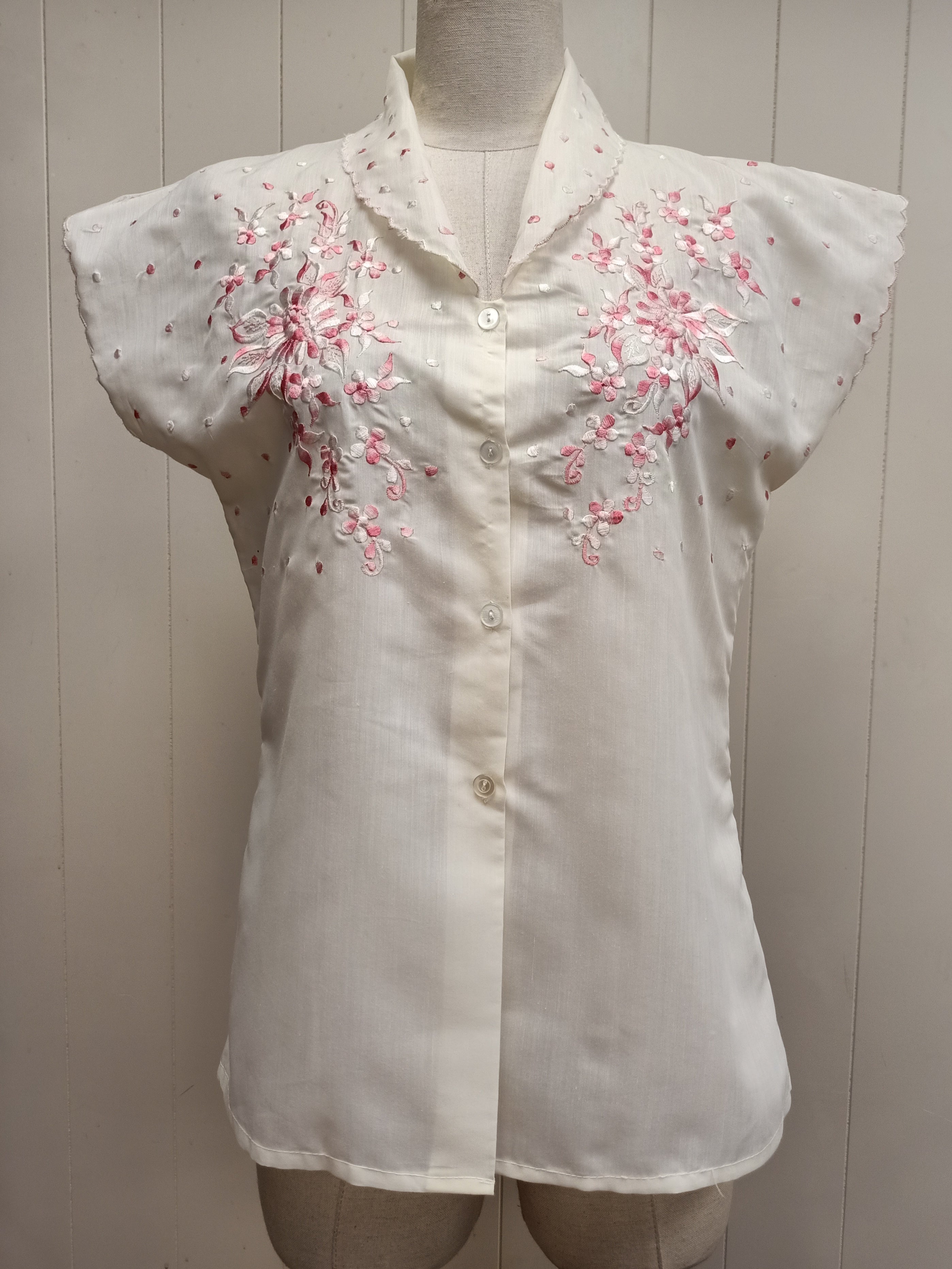Vintage Pink Embroidered Shirt