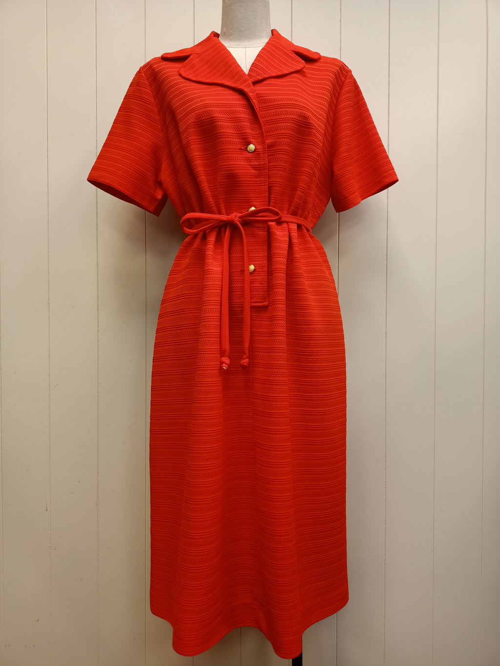 Vintage Patterned Stripe Red Dress