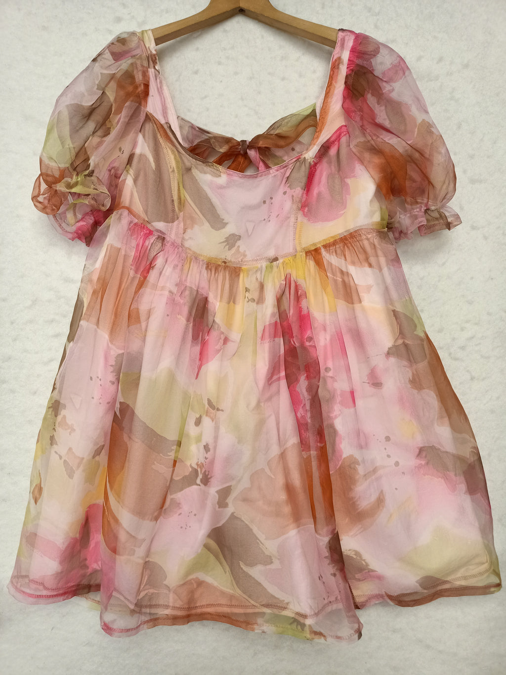 Remnants Pink Abstract Silk Dumpling Dress