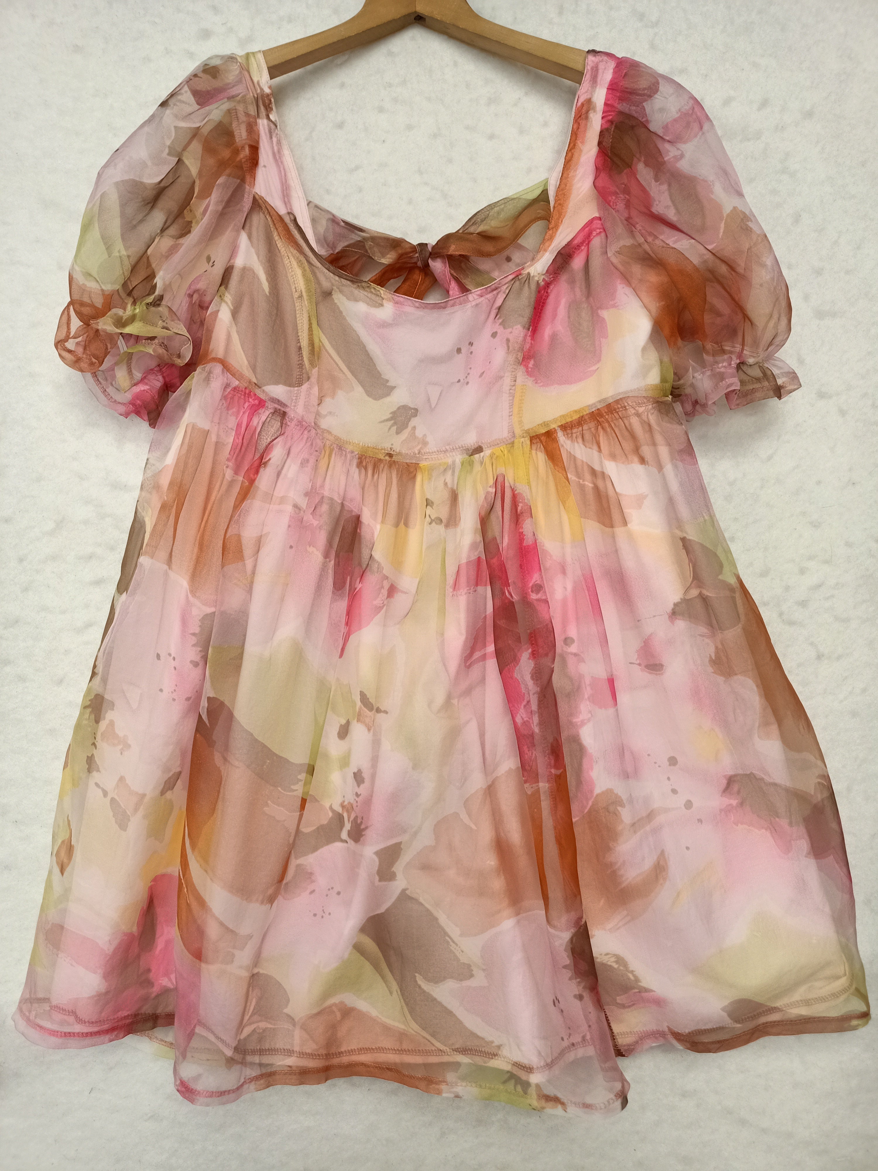 Remnants Pink Abstract Silk Dumpling Dress