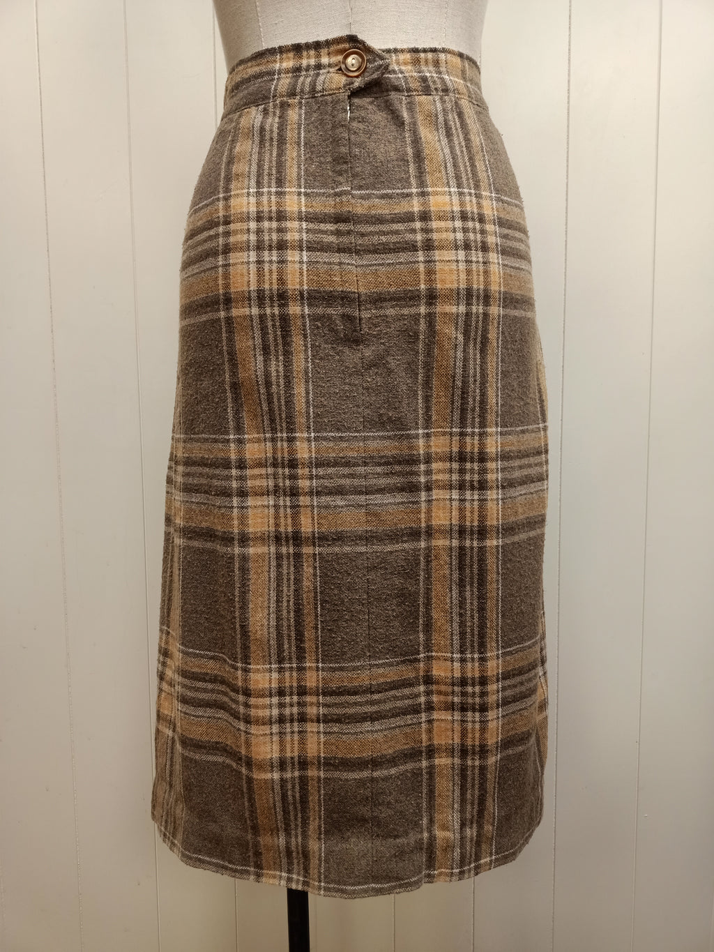 Vintage Brown & Orange Plaid Skirt