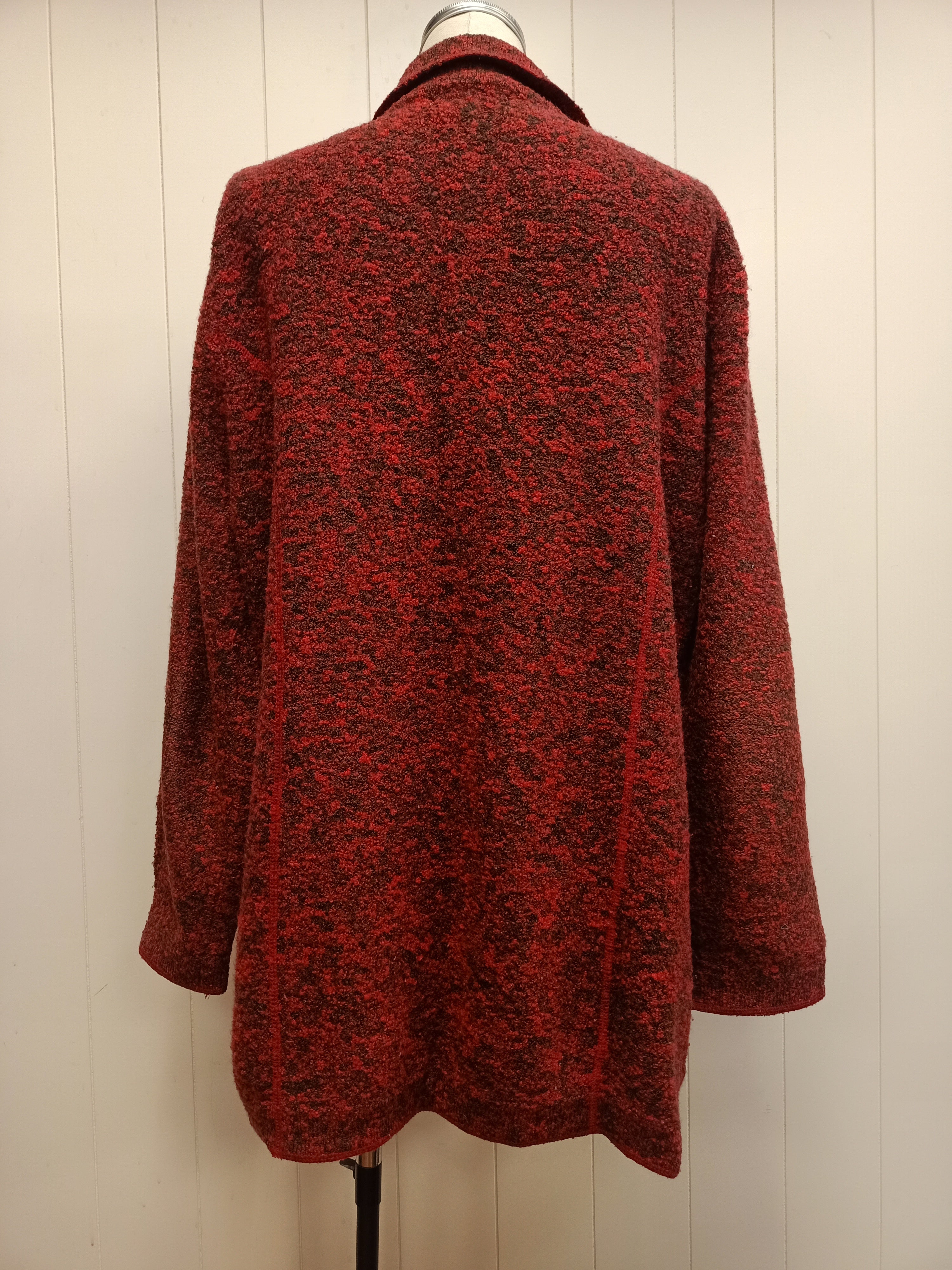Retro Red Boucle Cardigan