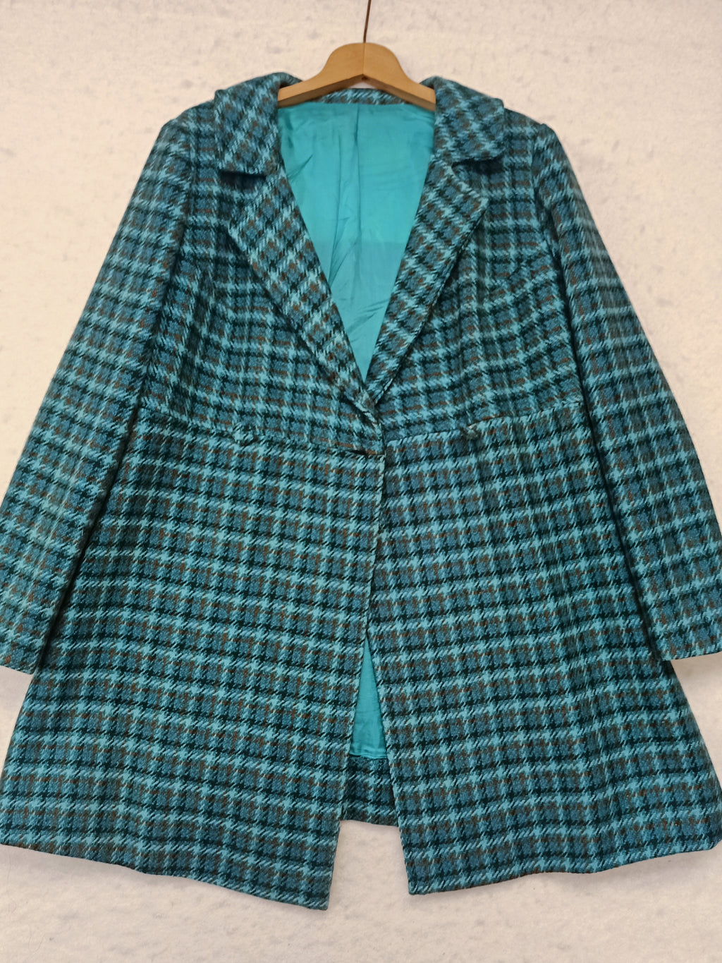 Vintage Teal Plaid Coat