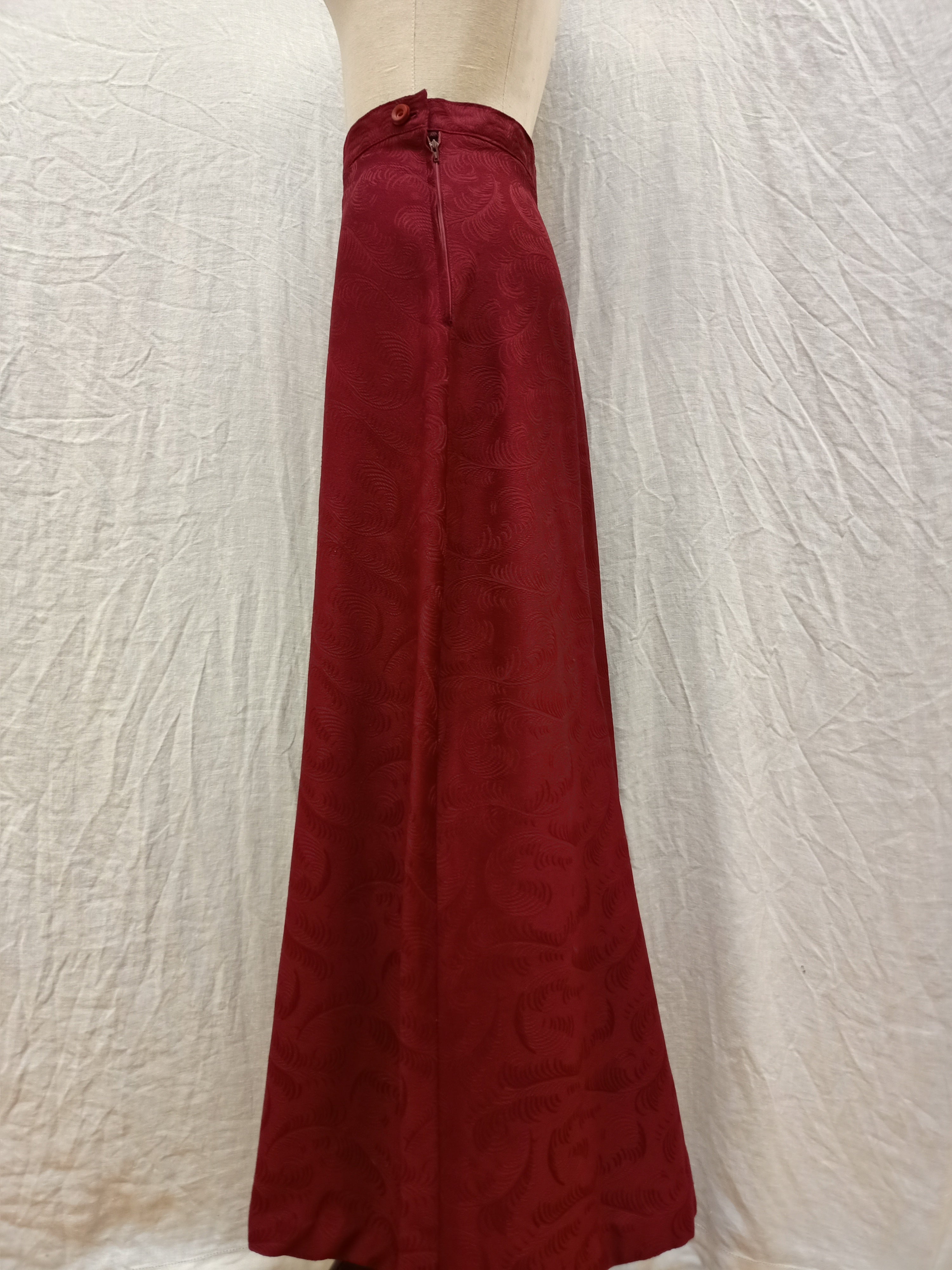 Retro Burgundy Maxi Skirt