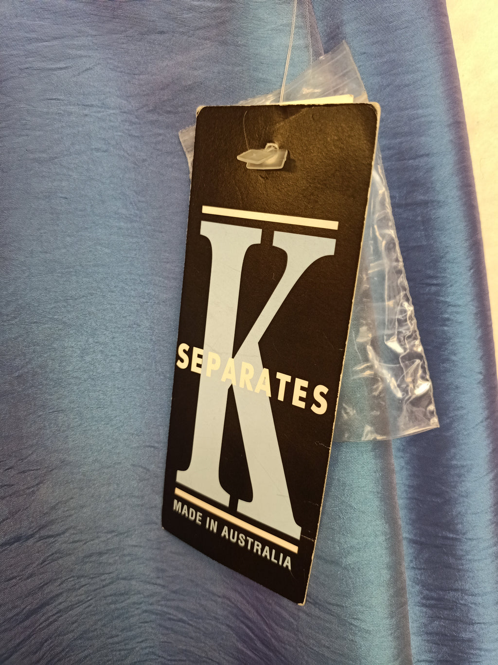 K Seperates Blue Crinkled Satin Skirt