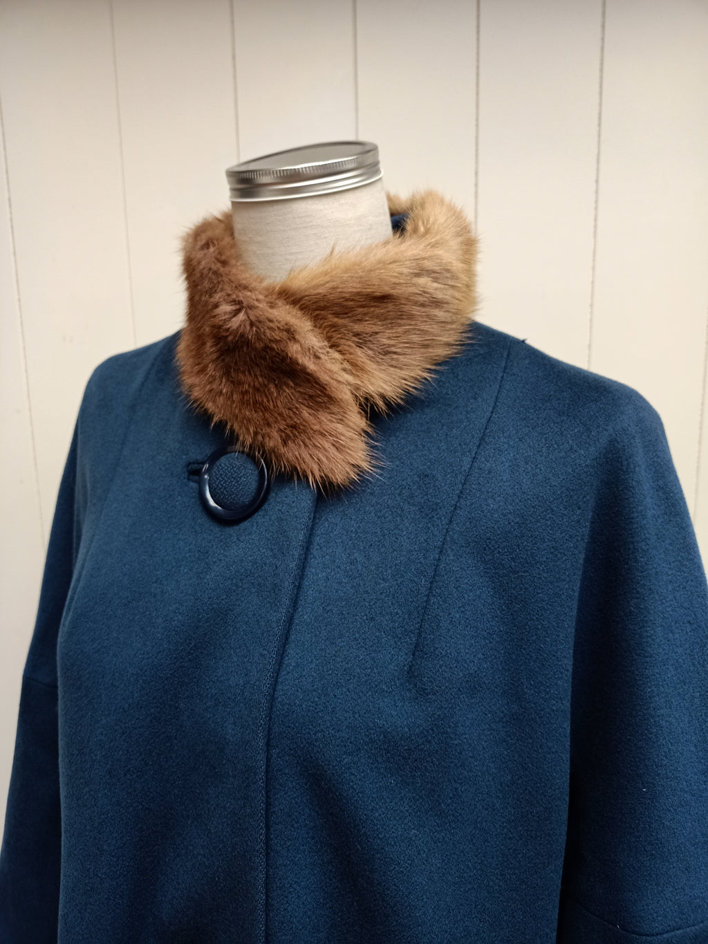 Vintage Van Roli Teal & Fur Coat