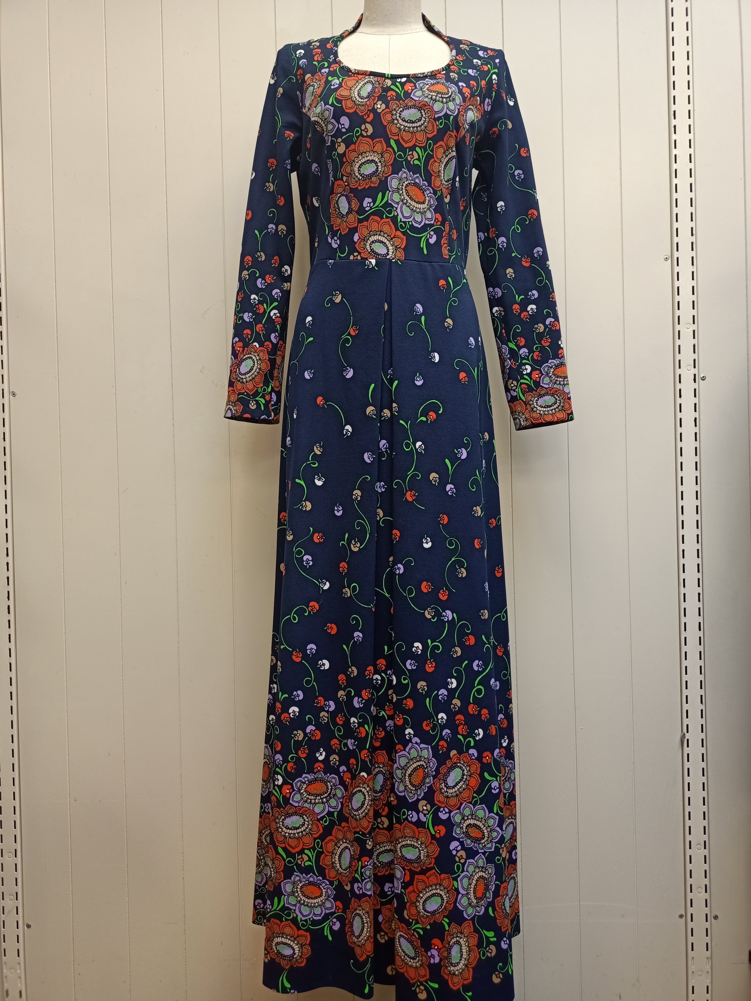 Vintage Navy Border Maxi Dress