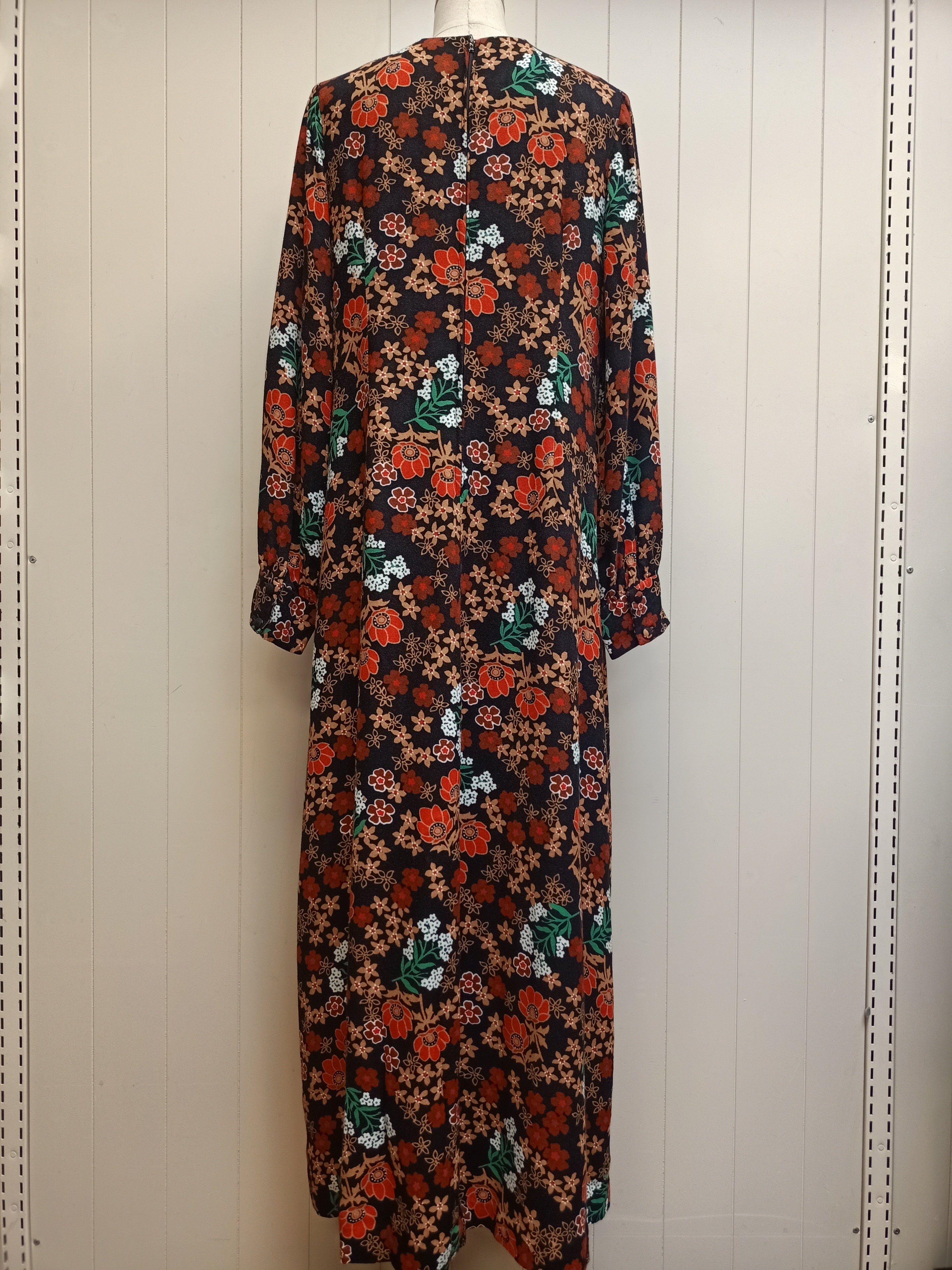 Vintage Crepe Floral Maxi Dress