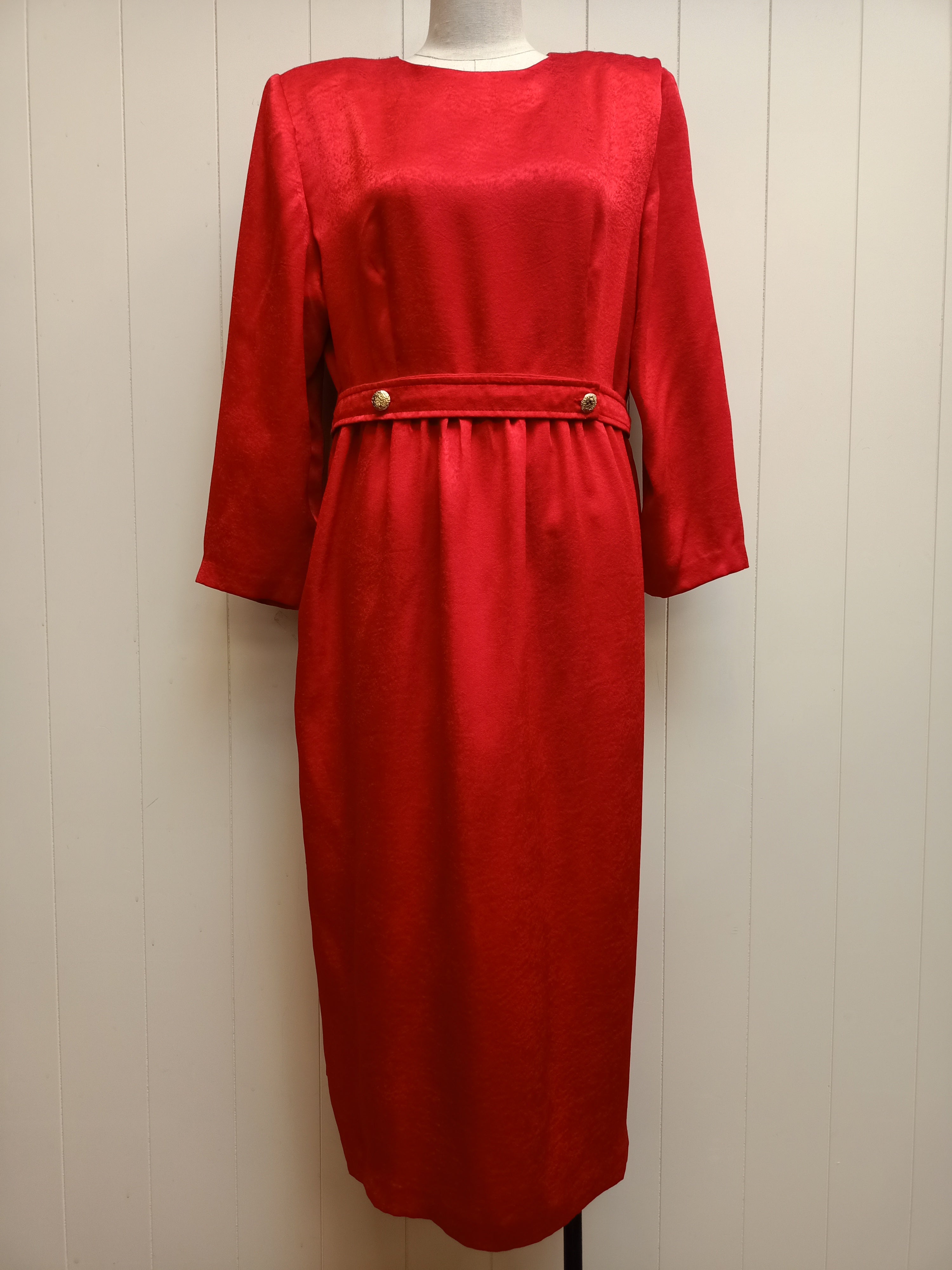 Vintage Red Textured Satin Dress