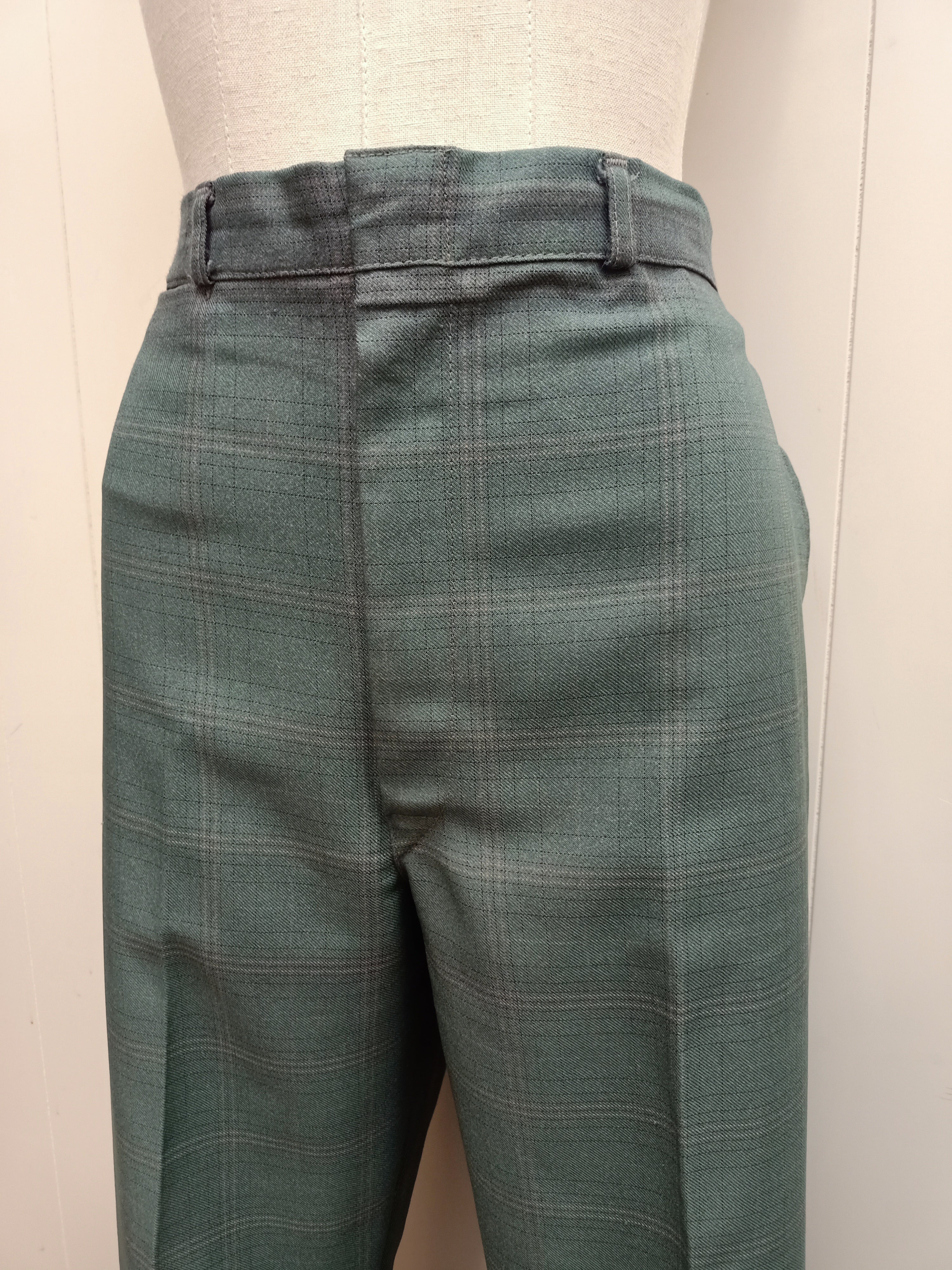 Vintage Mens Green Check Pants