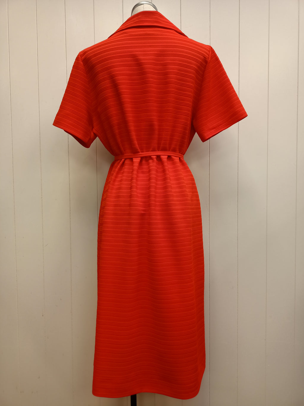 Vintage Patterned Stripe Red Dress