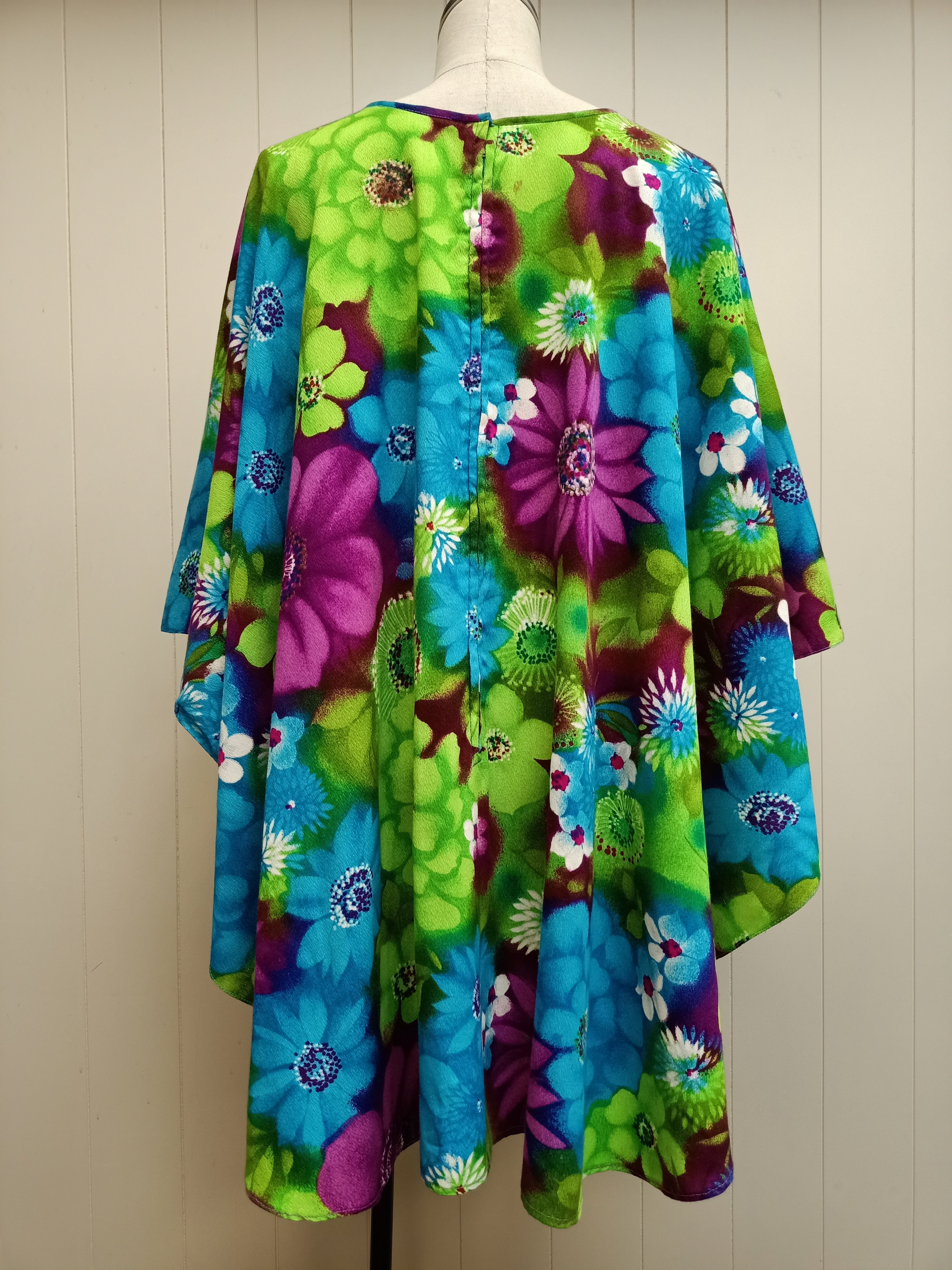Vintage Floral Vibrant Caftan Poncho