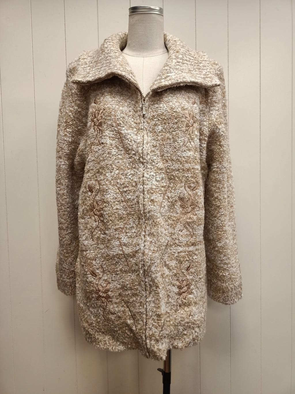 Vintage Embroidered Boucle Cardigan