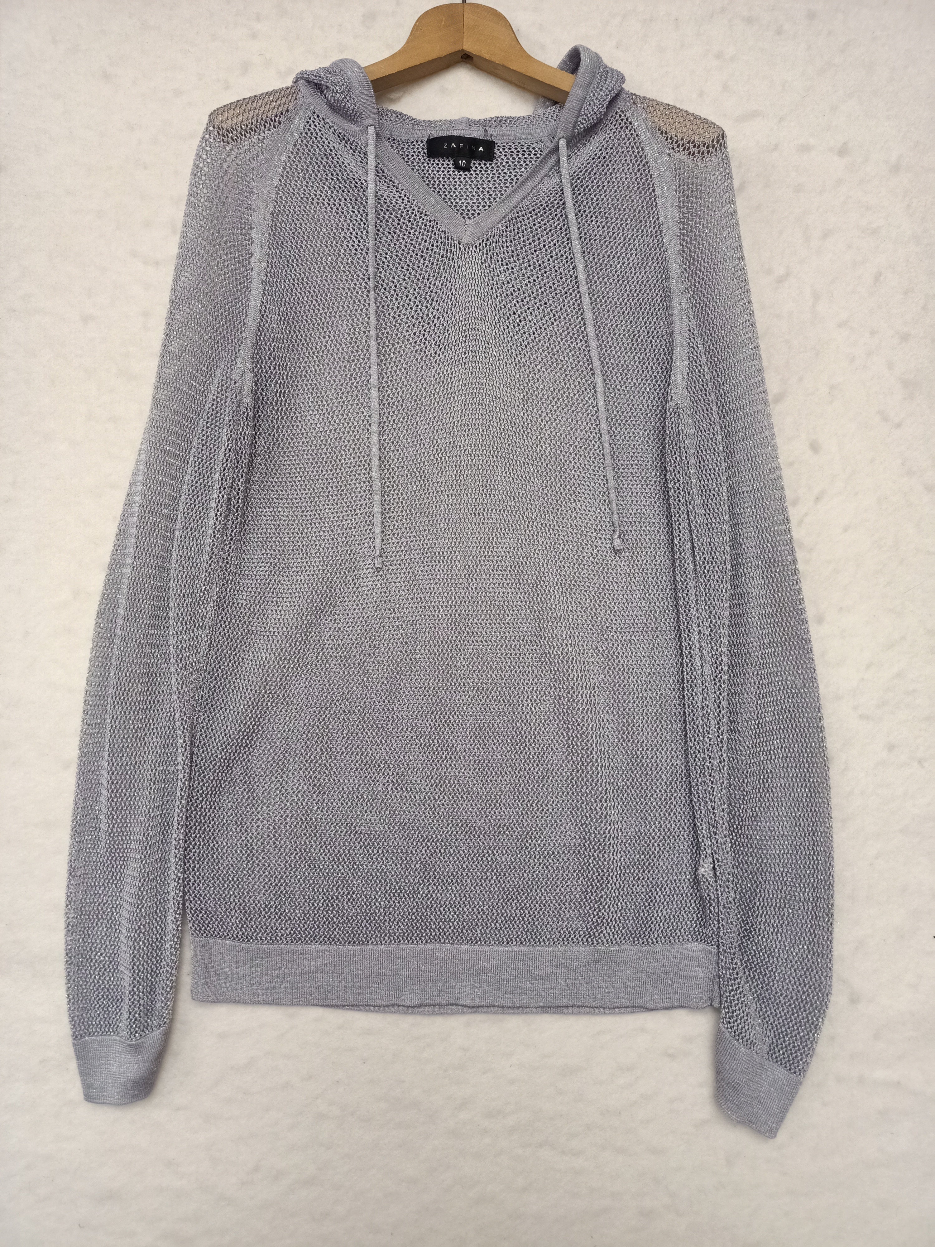 Zafina Silver Knit Hoodie