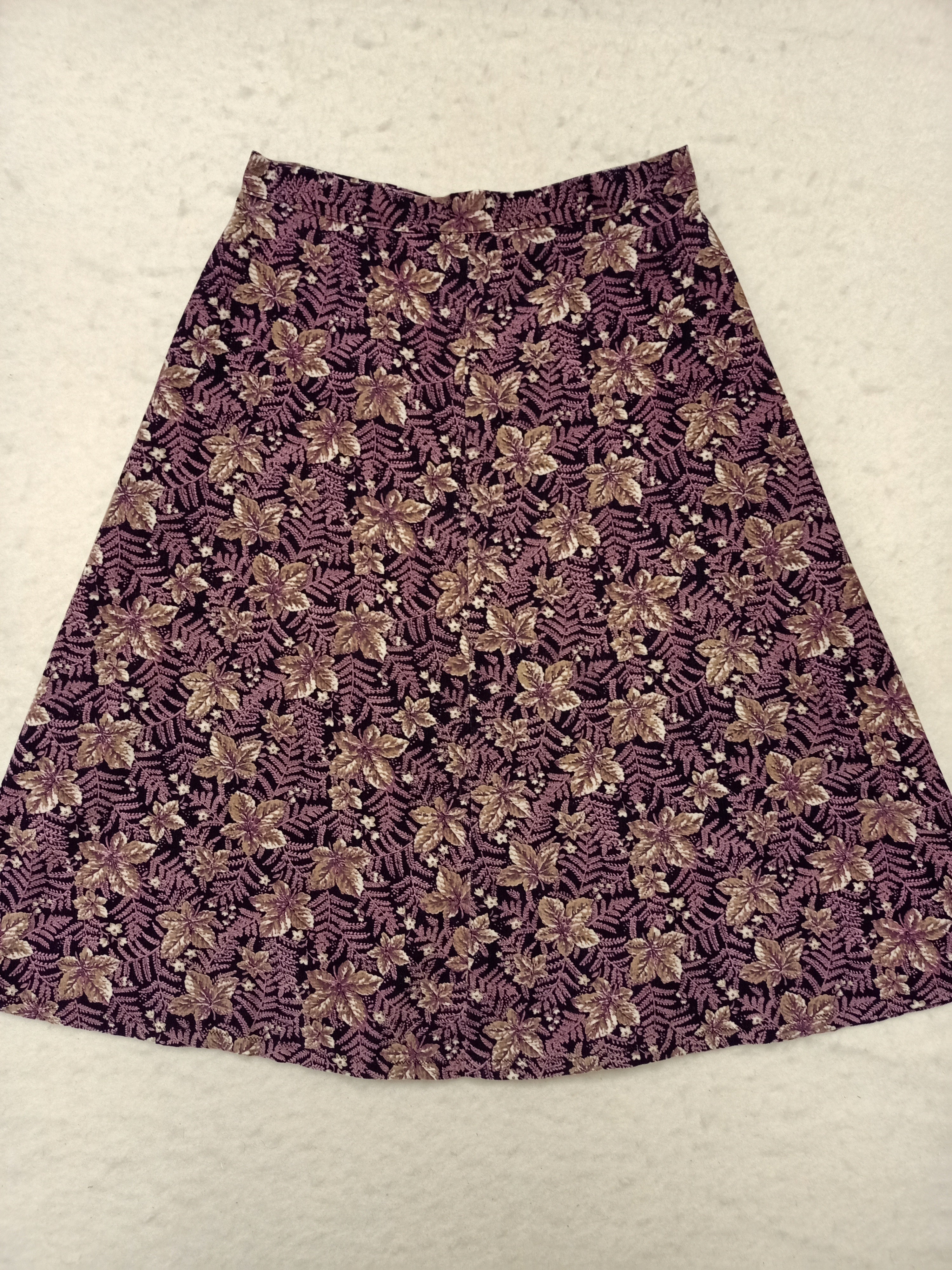 Vintage Purple Leaf Corduroy Skirt