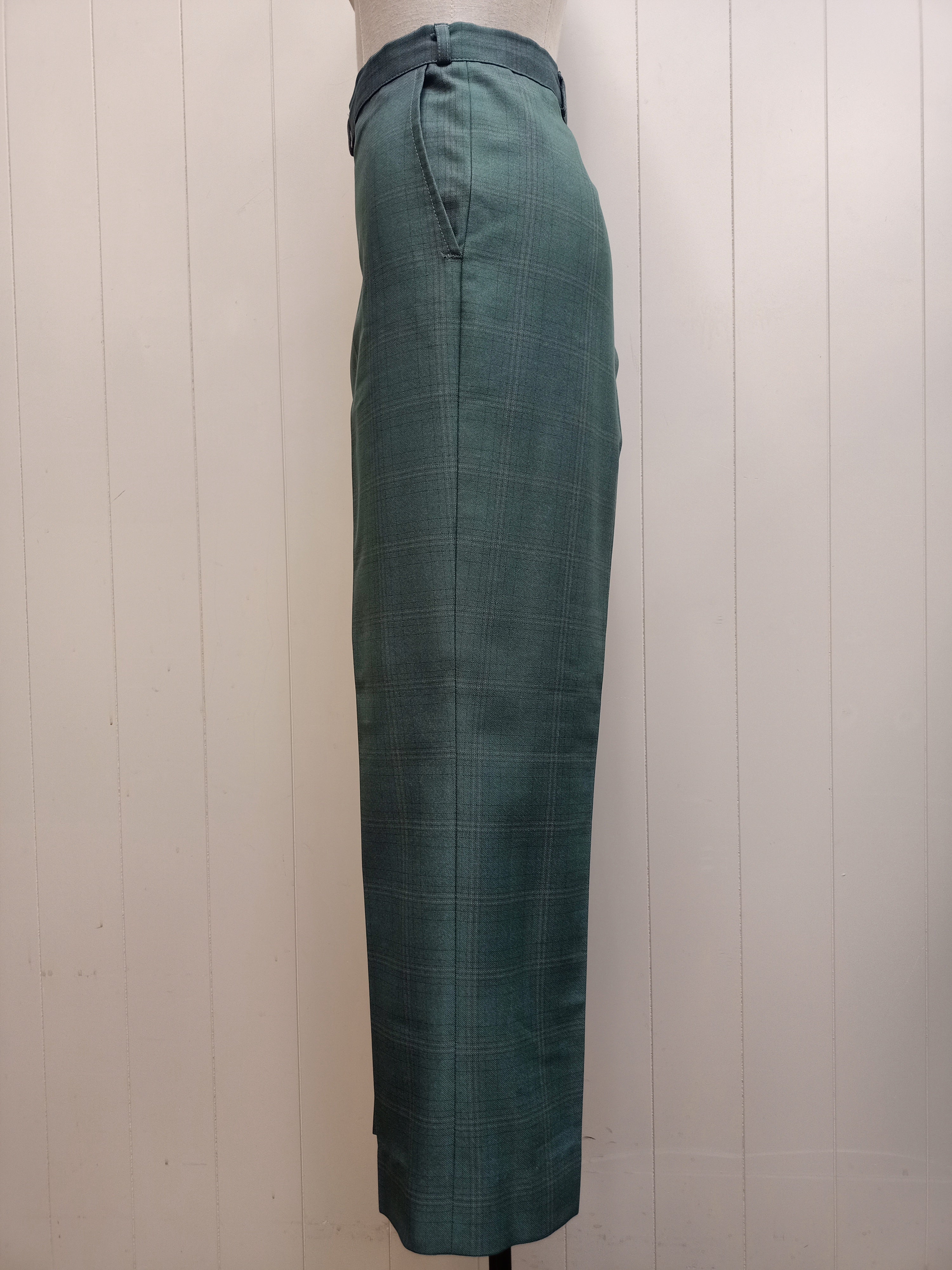 Vintage Mens Green Check Pants