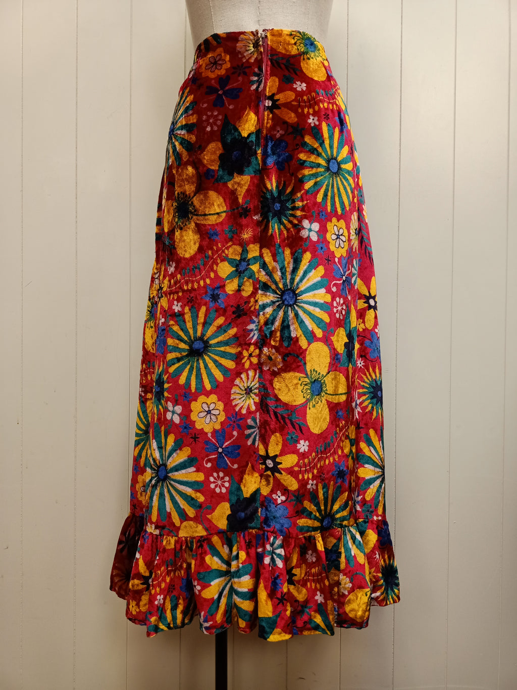 Vintage Floral Velvet Skirt